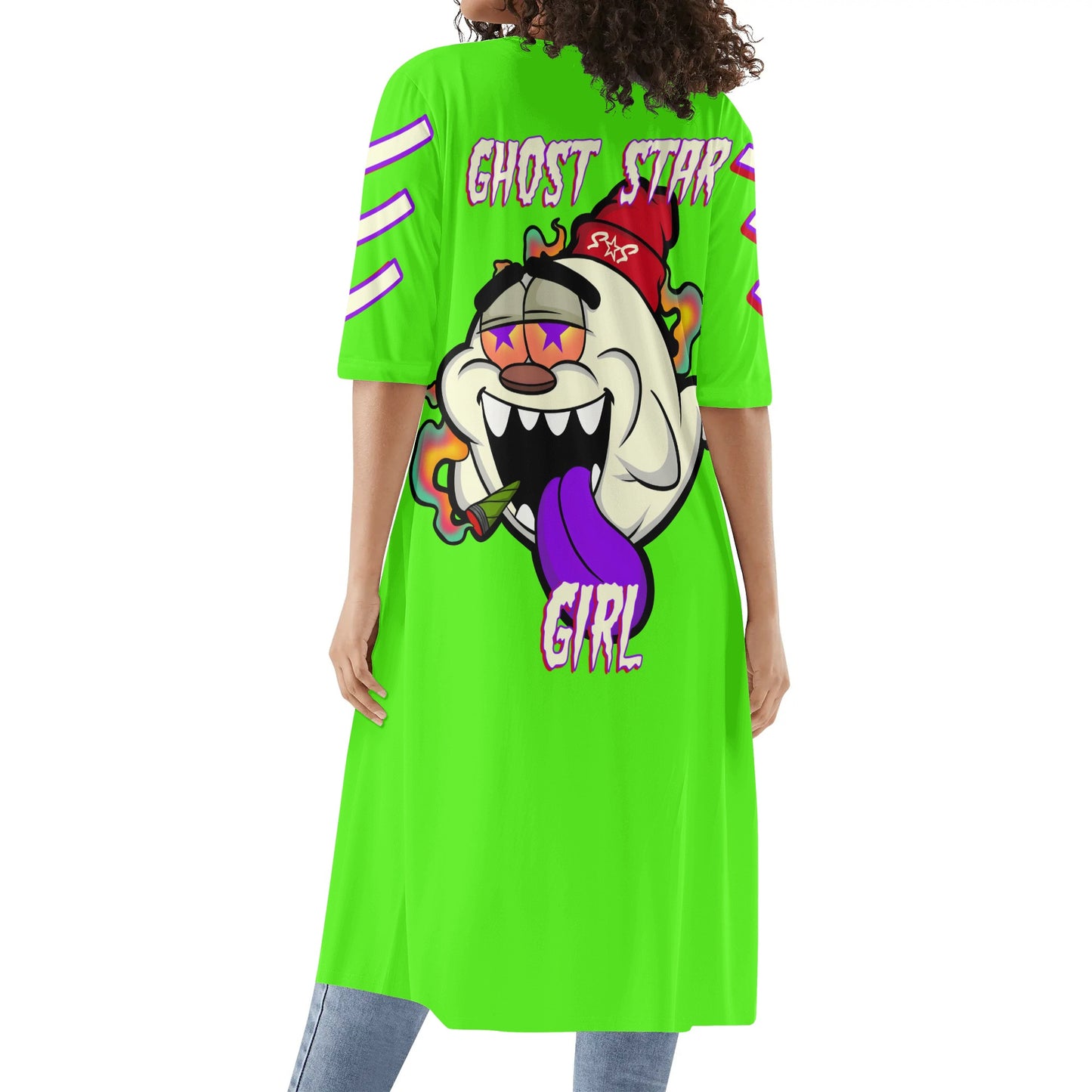 G.S.G Ghost Star Girl Womens Goo Green Half Sleeve Kimono Cardigan