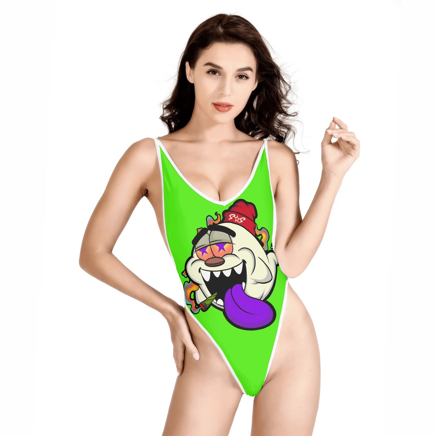 G.S.G Ghost Star Girl Women’s Goo Green One Piece High Cut Swimsuit