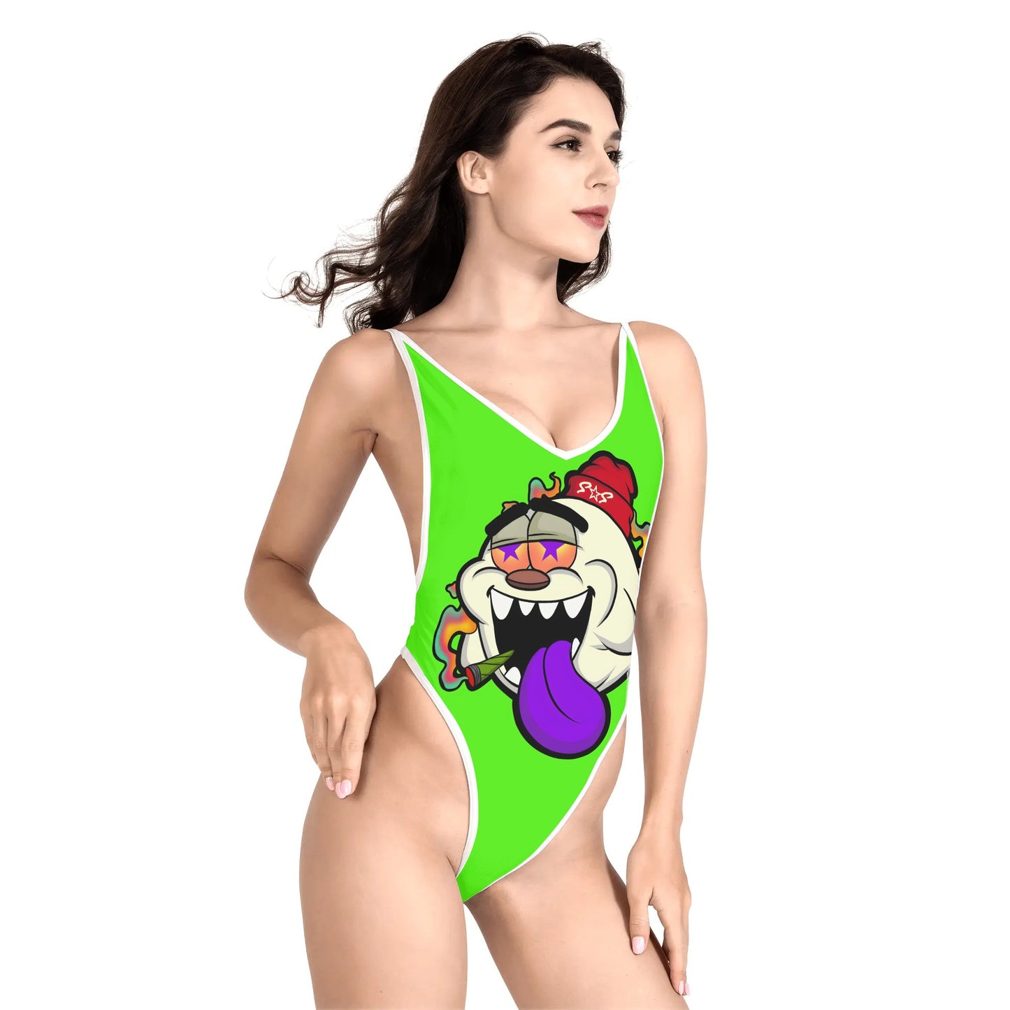 G.S.G Ghost Star Girl Women’s Goo Green One Piece High Cut Swimsuit