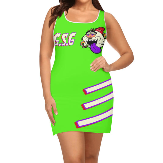 G.S.G Ghost Star Girl Womens Goo Green Elegant Sleeveless Vest Dress