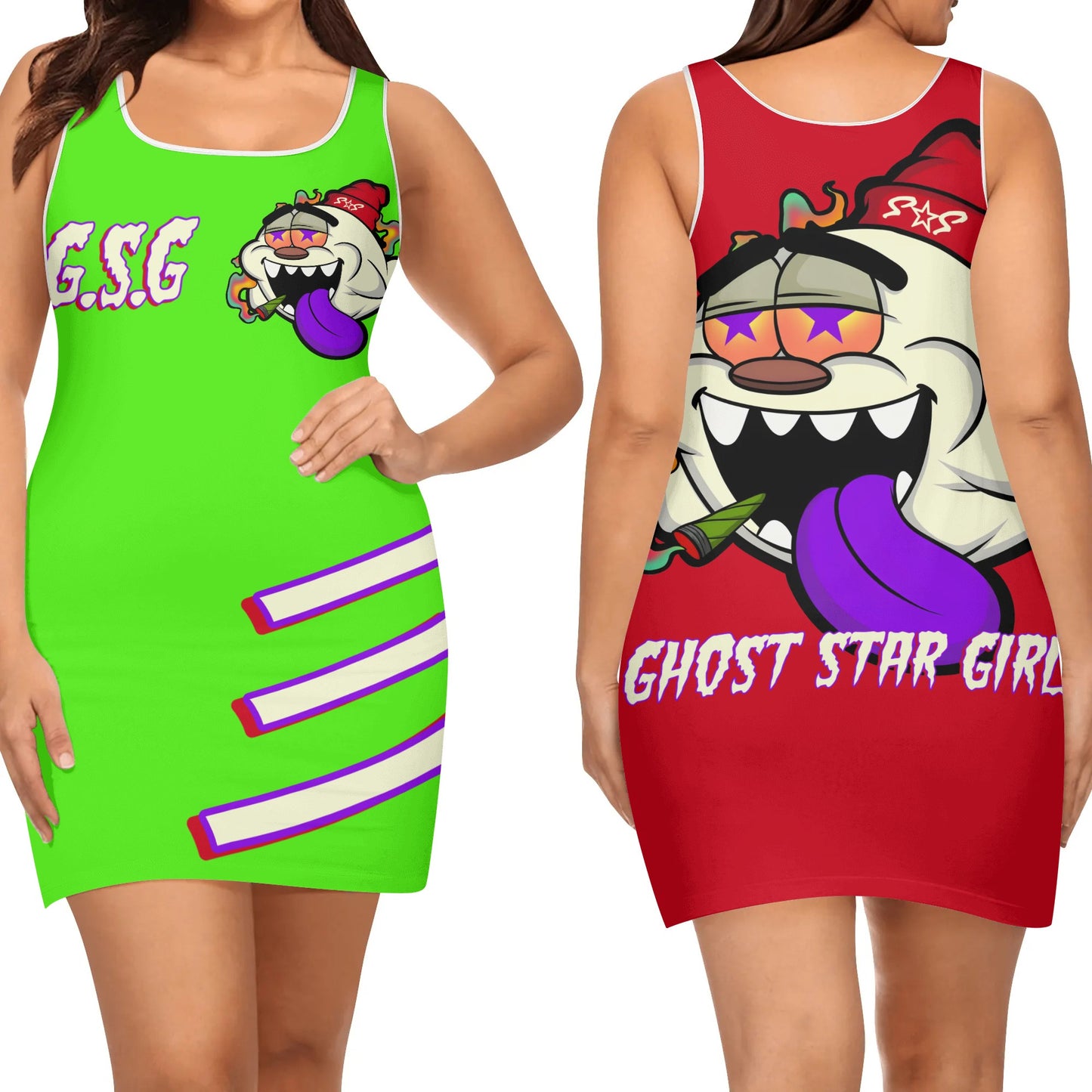 G.S.G Ghost Star Girl Womens Goo Green Elegant Sleeveless Vest Dress