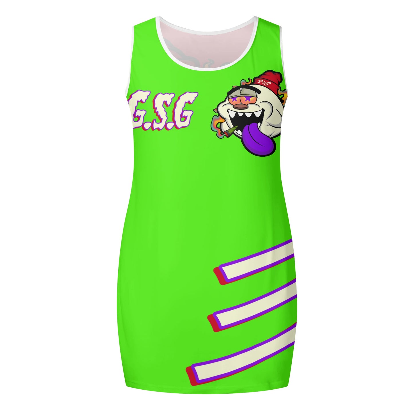 G.S.G Ghost Star Girl Womens Goo Green Elegant Sleeveless Vest Dress