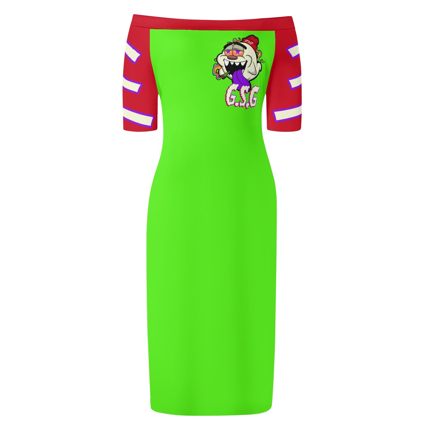 G.S.G Ghost Star Girl Womens Off The Shoulder Goo Green Short Sleeve Elegant Wrap Dress