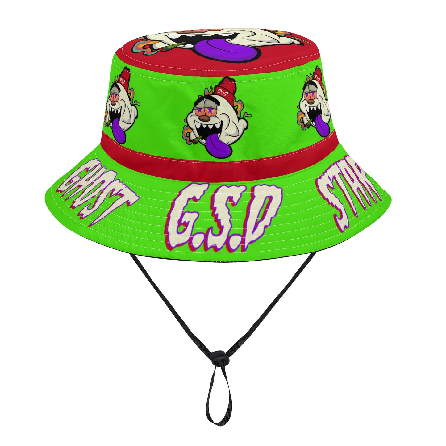 G.S.G Ghost Star Ghouls GooGreen/Maroon Bucket Hats with Adjustable String