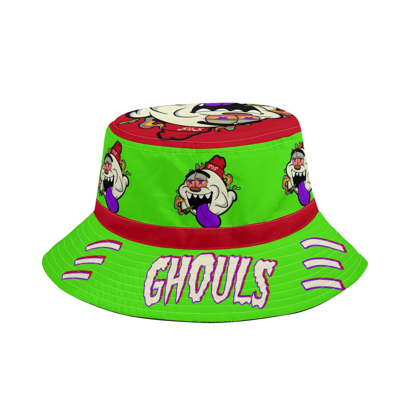 G.S.G Ghost Star Ghouls GooGreen/Maroon Bucket Hats with Adjustable String