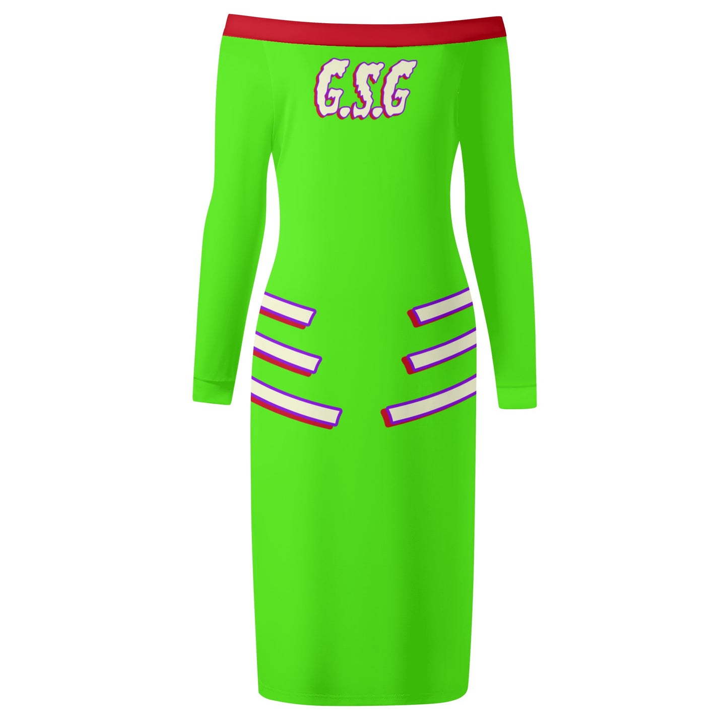 G.S.G Ghost Star Girl Womens Goo Green Off The Shoulder Long Sleeve Elegant Wrap Dress