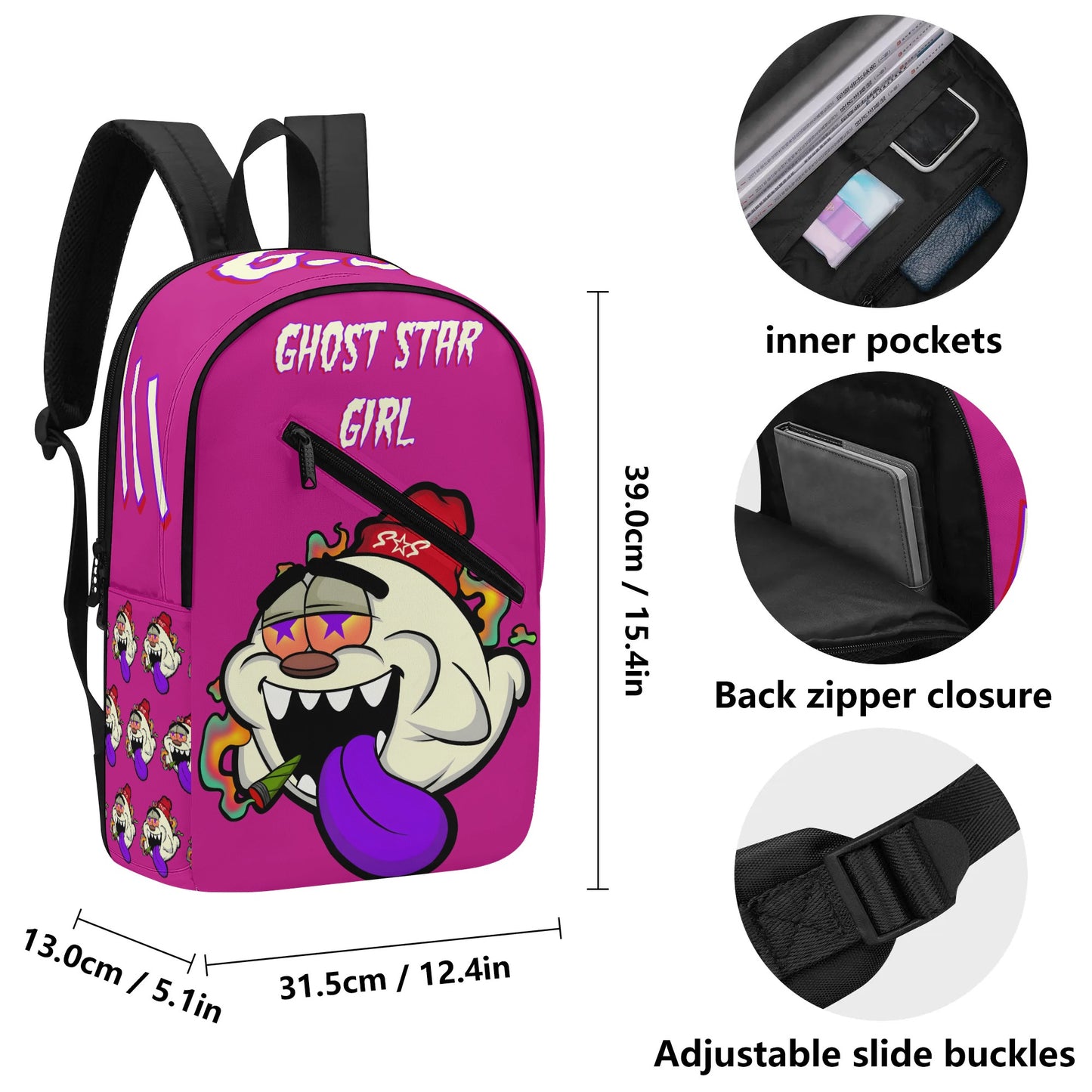 G.S.G Ghost Star Girl Womens Purple Laptop Backpack *Free Key Ring*