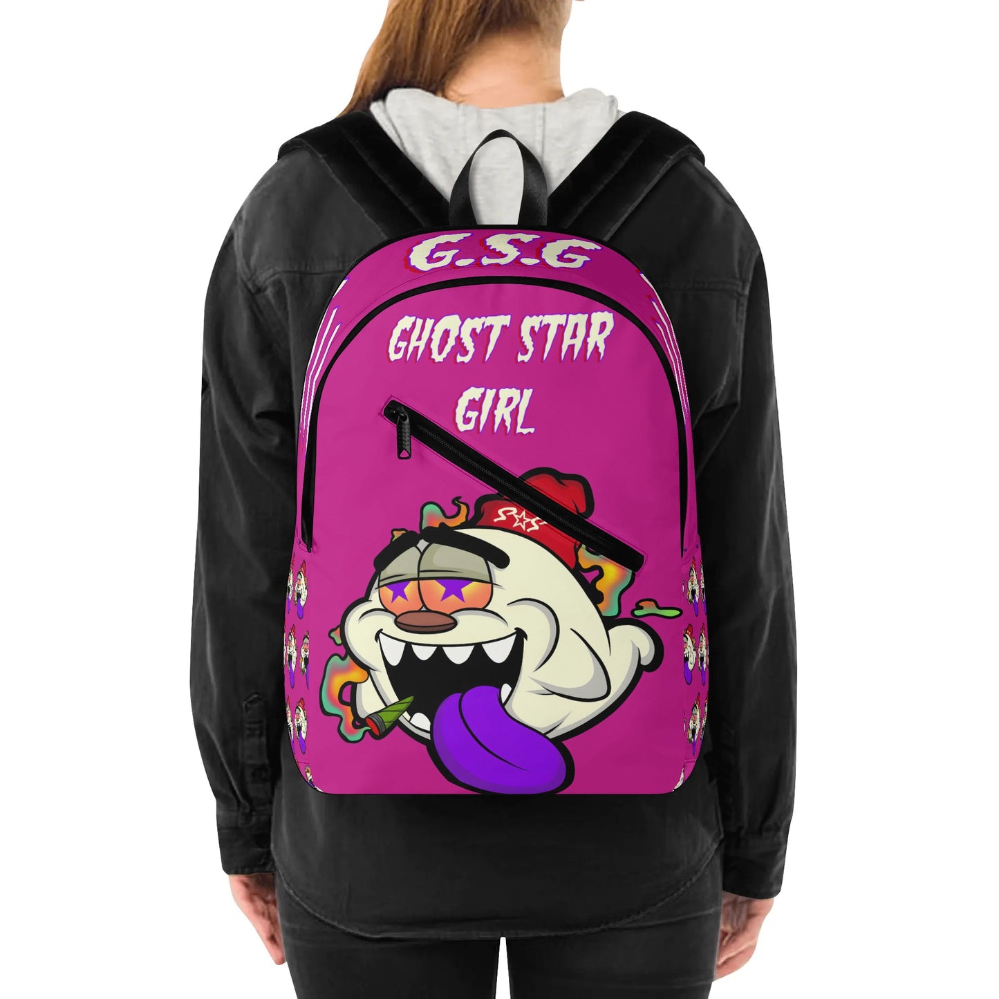 G.S.G Ghost Star Girl Womens Purple Laptop Backpack *Free Key Ring*