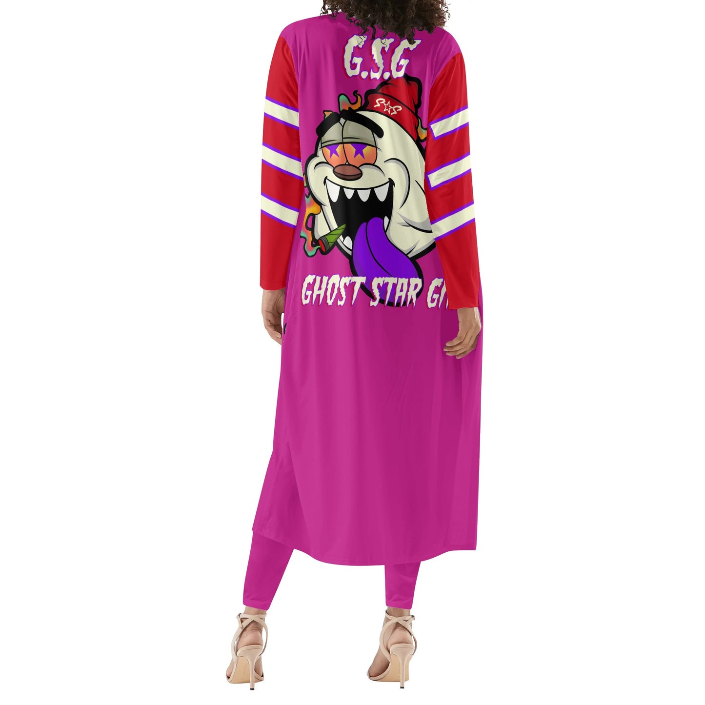 G.S.G Ghost Star Girl Purple/Maroon Long Sleeve Cardigan and Leggings 2pcs