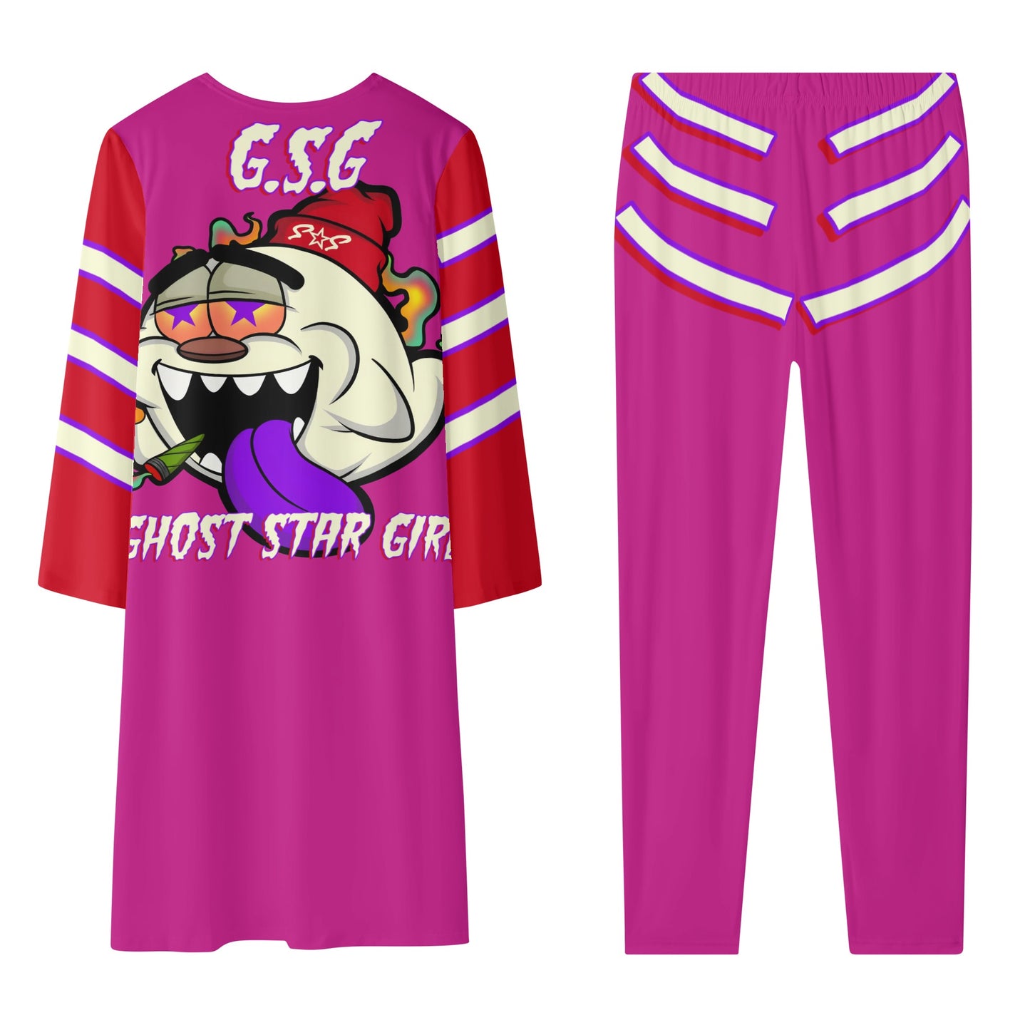 G.S.G Ghost Star Girl Purple/Maroon Long Sleeve Cardigan and Leggings 2pcs