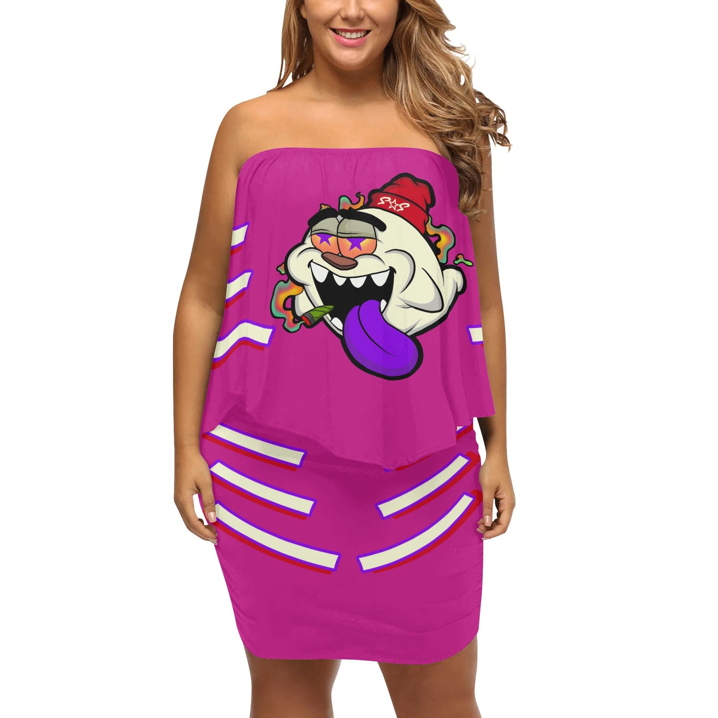 G.S.G Ghost Star Girl S.O.S Ghost Edition  Womens Purple Off The Shoulder Wrap Dress