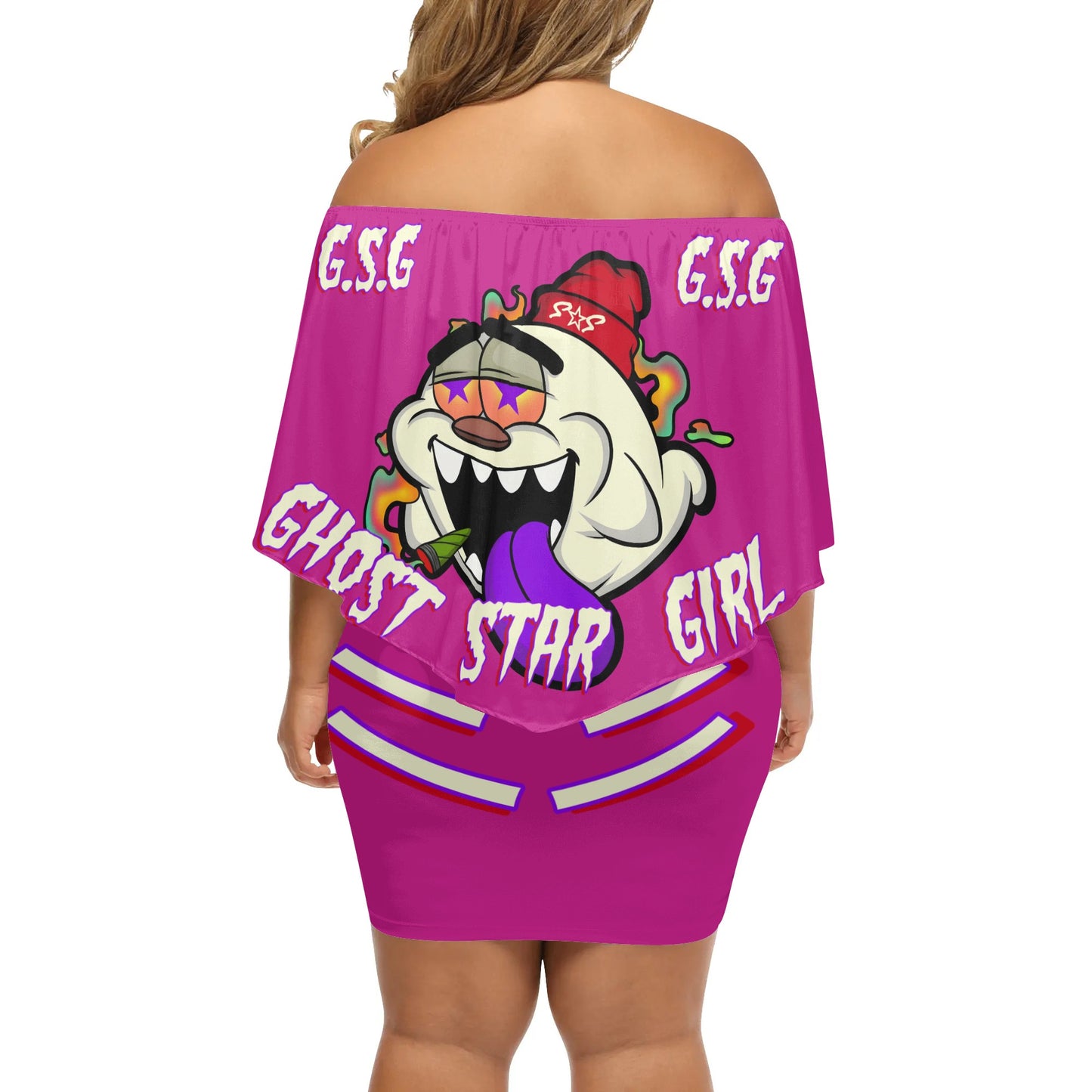 G.S.G Ghost Star Girl S.O.S Ghost Edition  Womens Purple Off The Shoulder Wrap Dress