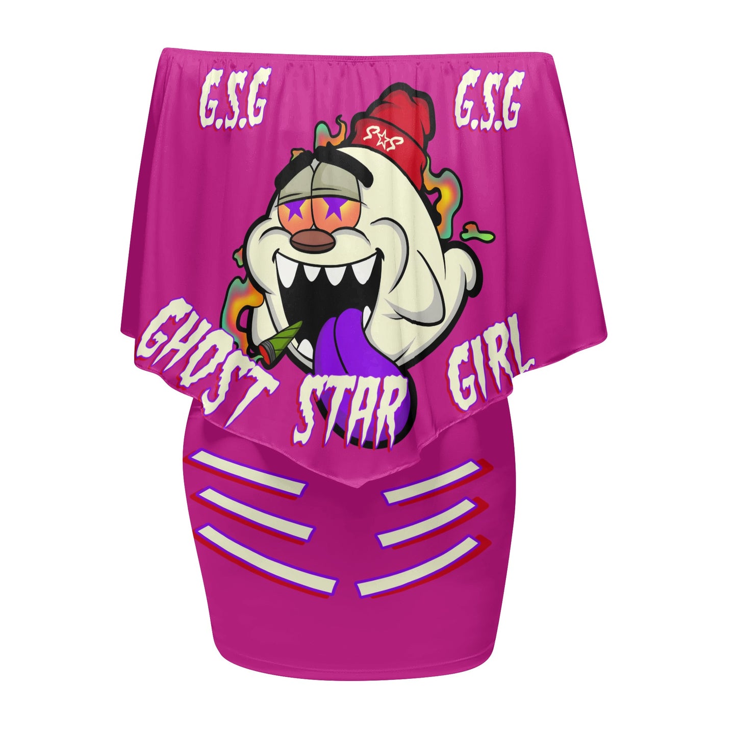 G.S.G Ghost Star Girl S.O.S Ghost Edition  Womens Purple Off The Shoulder Wrap Dress