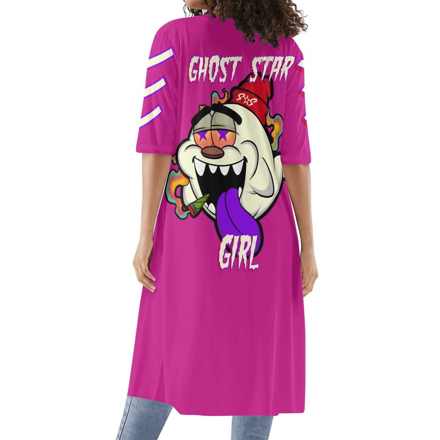 G.S.G Ghost Star Girl Womens Purple Half Sleeve Kimono Cardigan