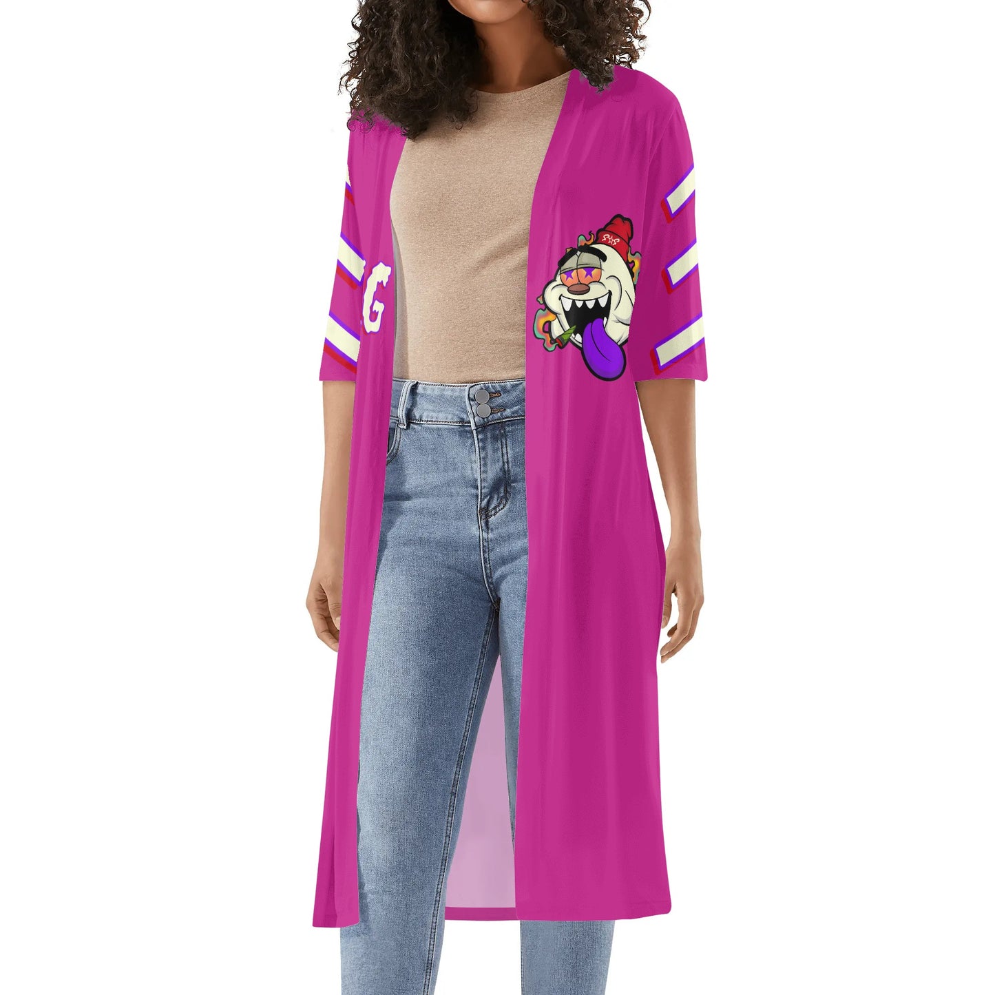 G.S.G Ghost Star Girl Womens Purple Half Sleeve Kimono Cardigan