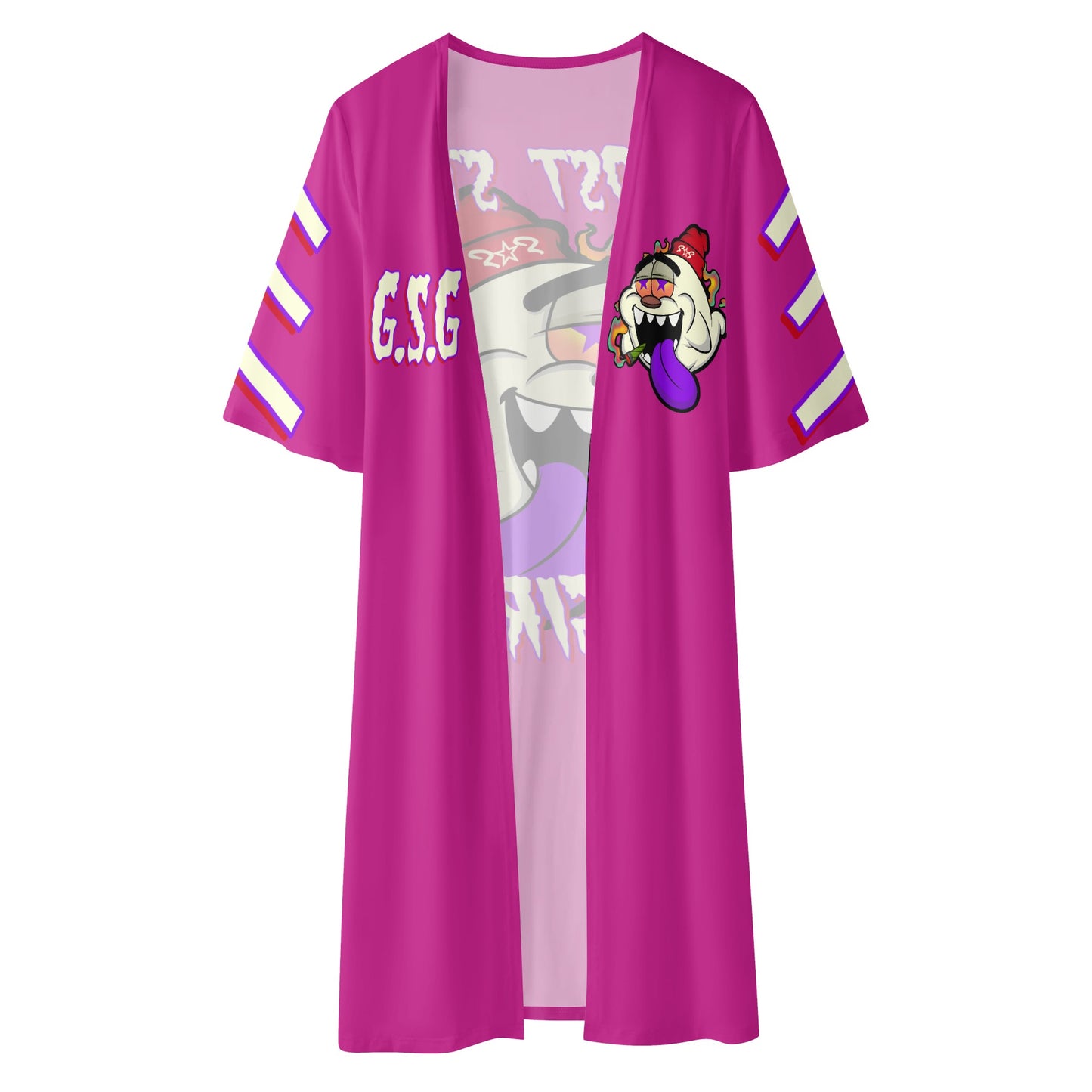 G.S.G Ghost Star Girl Womens Purple Half Sleeve Kimono Cardigan