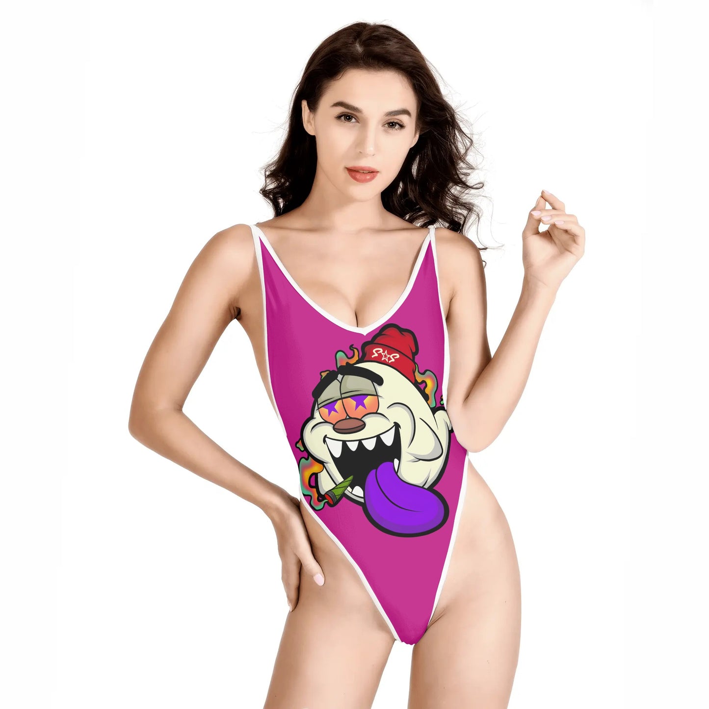 G.S.G Ghost Star Girl Women’s Purple One Piece High Cut Swimsuit