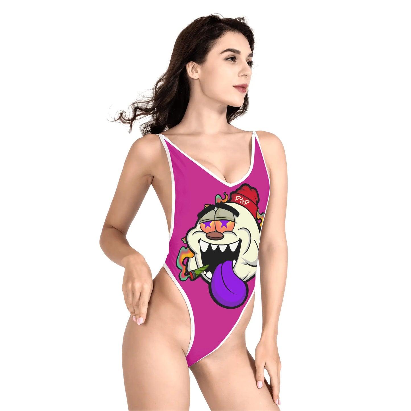 G.S.G Ghost Star Girl Women’s Purple One Piece High Cut Swimsuit