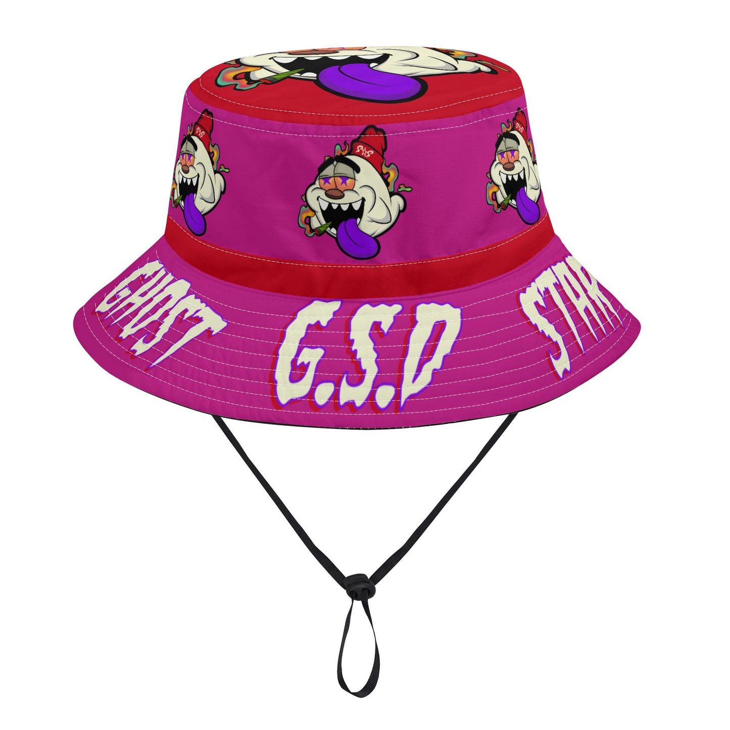 G.S.G Ghost Star Ghouls Purple/Maroon Bucket Hats with Adjustable String