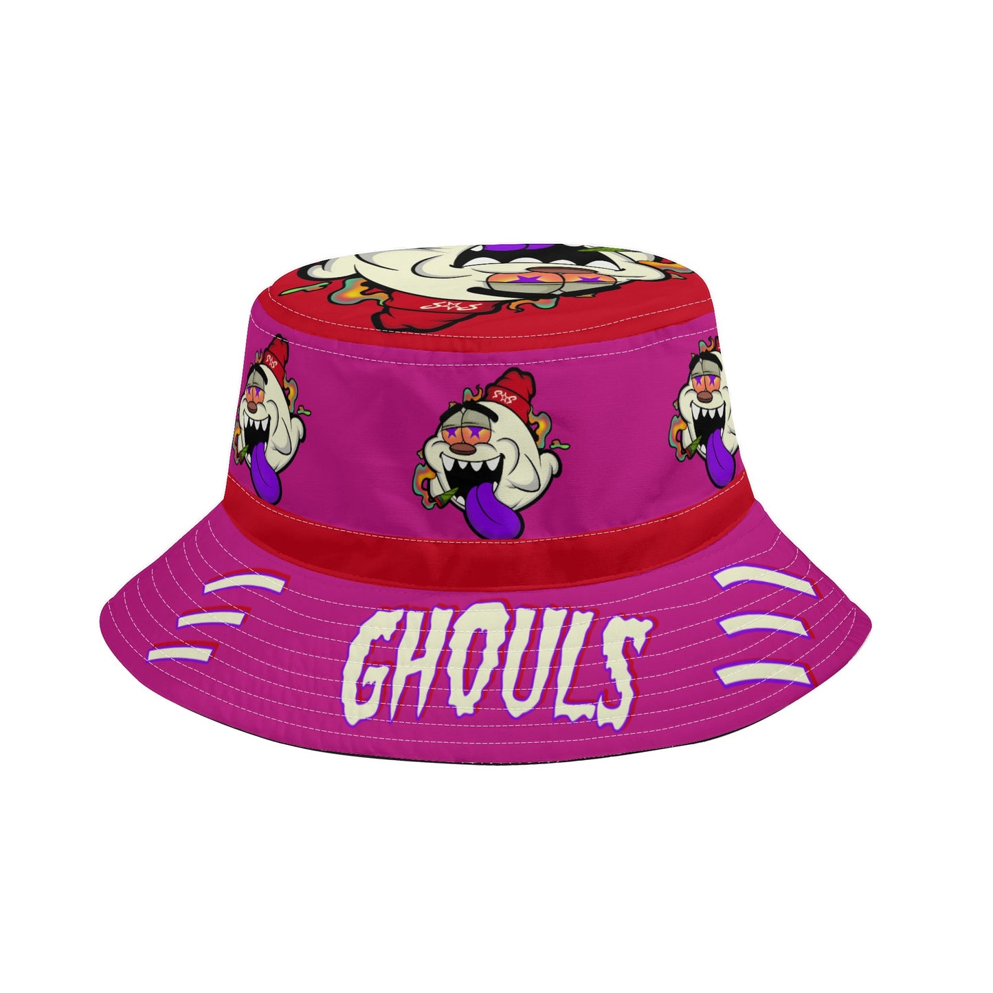 G.S.G Ghost Star Ghouls Purple/Maroon Bucket Hats with Adjustable String