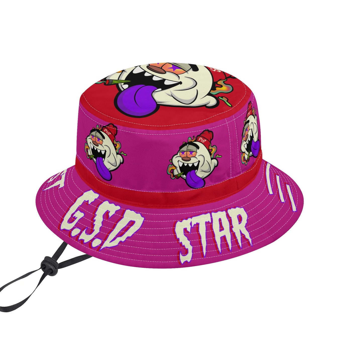 G.S.G Ghost Star Ghouls Purple/Maroon Bucket Hats with Adjustable String