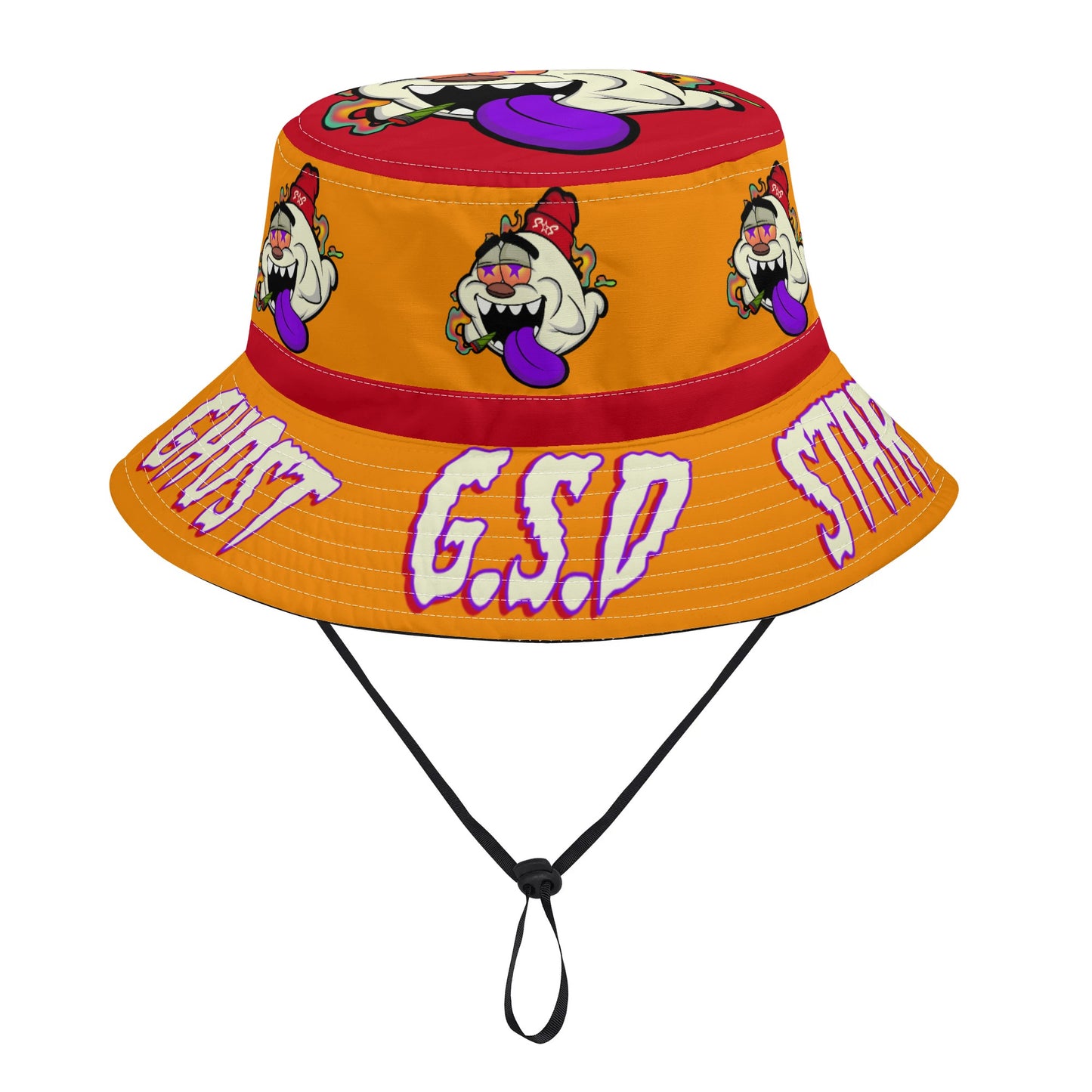 G.S.G Ghost Star Ghouls Orange/Maroon Bucket Hats with Adjustable String