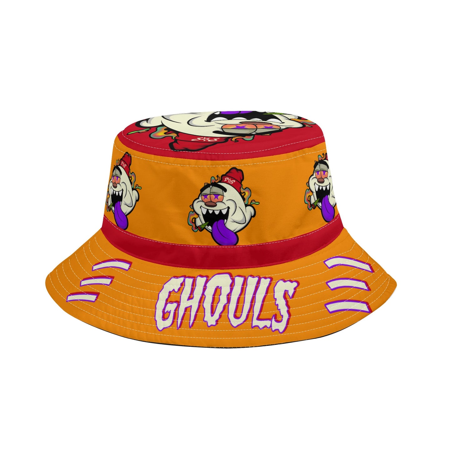 G.S.G Ghost Star Ghouls Orange/Maroon Bucket Hats with Adjustable String