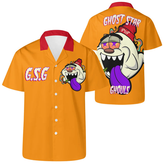 G.S.G Ghost Star Ghouls Mens Orange Hawaiian Shirt