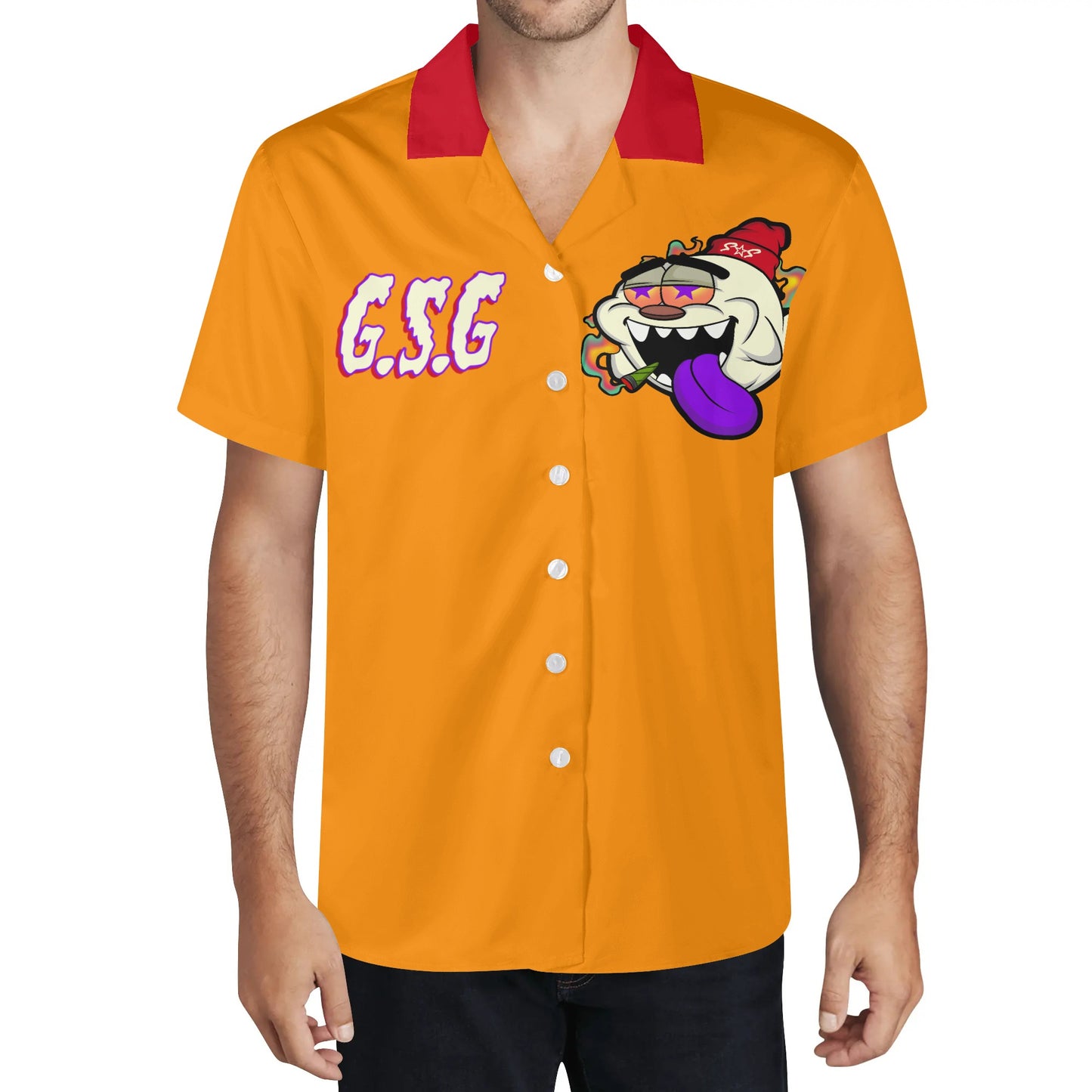 G.S.G Ghost Star Ghouls Mens Orange Hawaiian Shirt