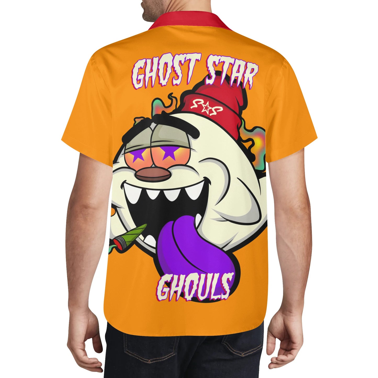 G.S.G Ghost Star Ghouls Mens Orange Hawaiian Shirt