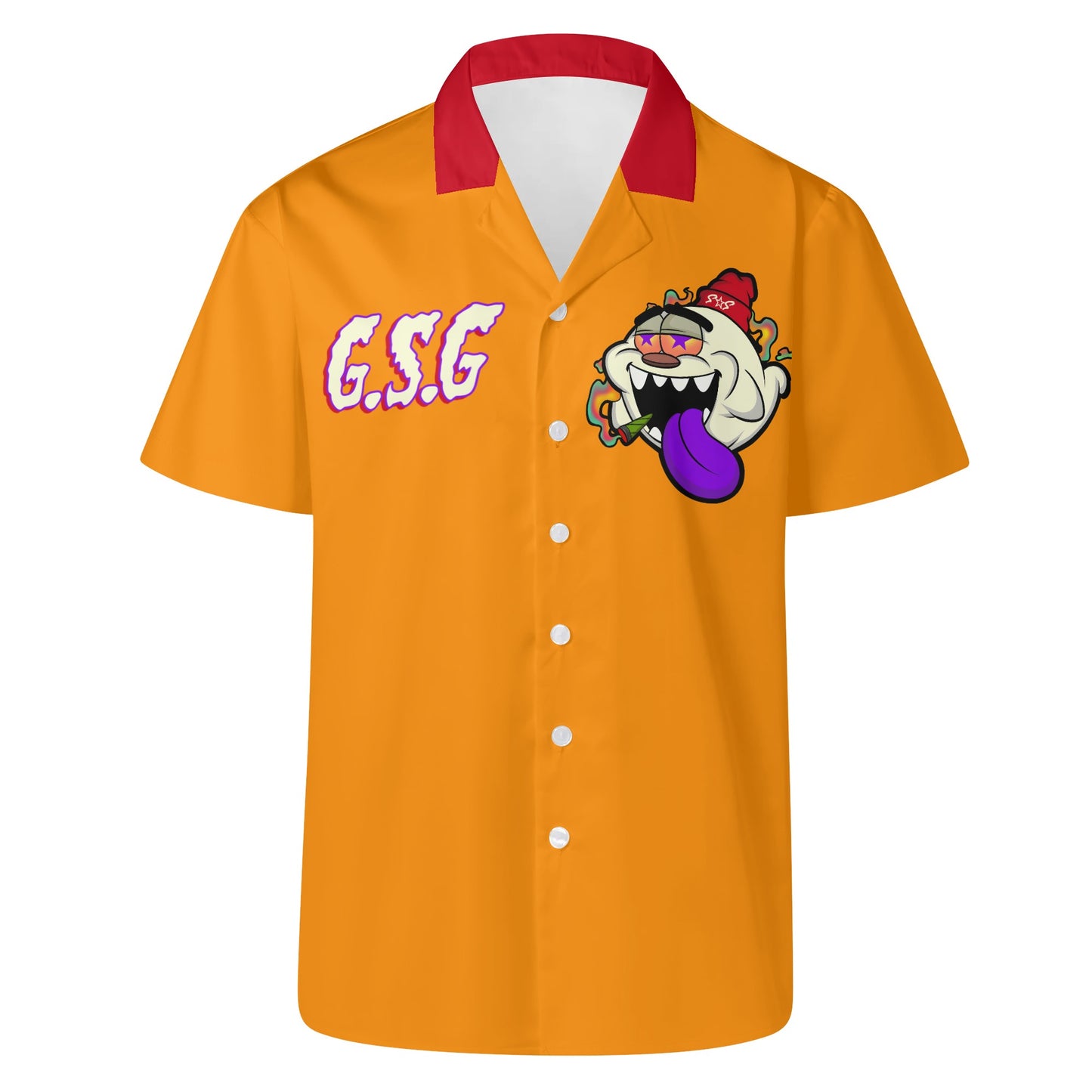 G.S.G Ghost Star Ghouls Mens Orange Hawaiian Shirt