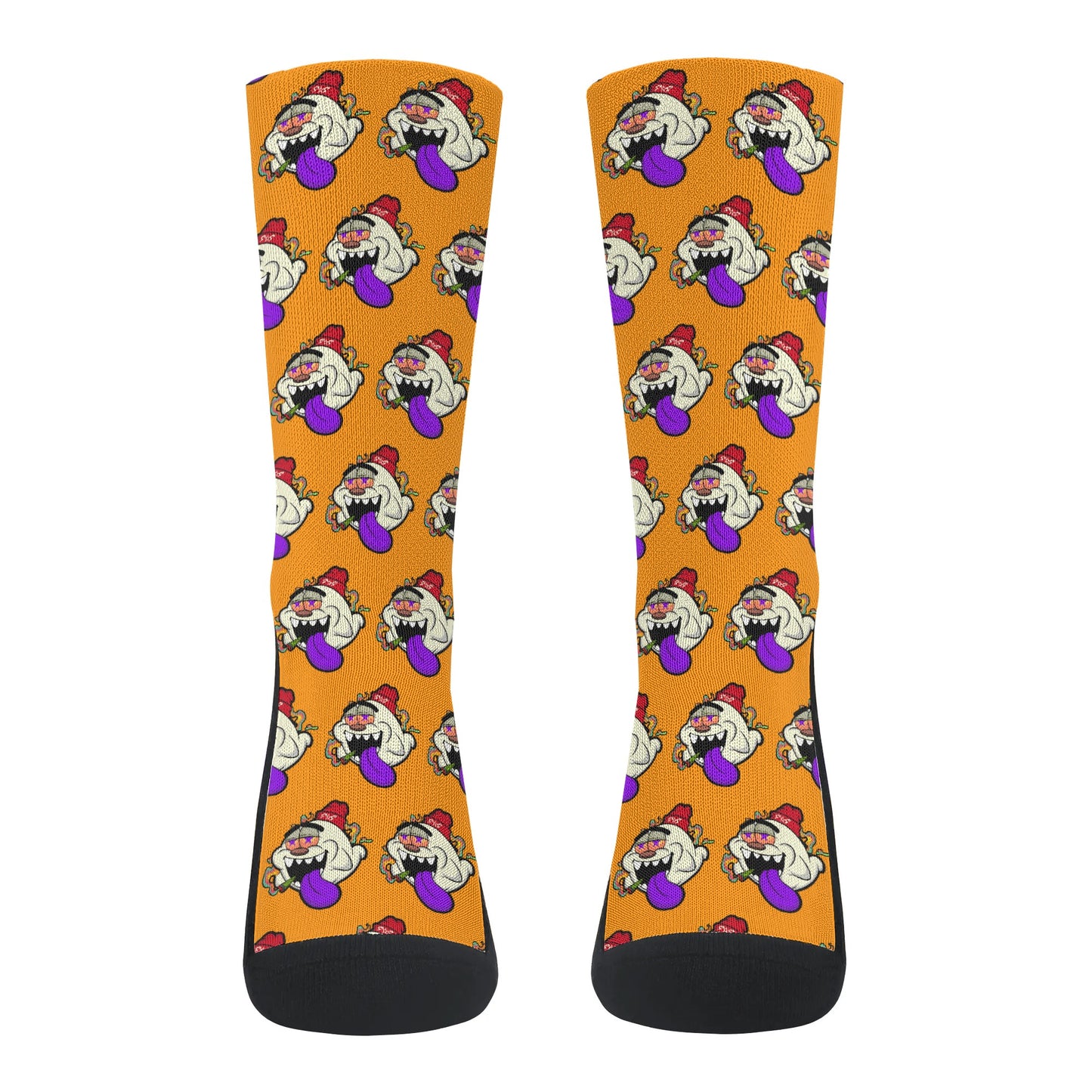 G.S.G Ghost Star Ghouls Orange Crew Socks *Free Bag Included