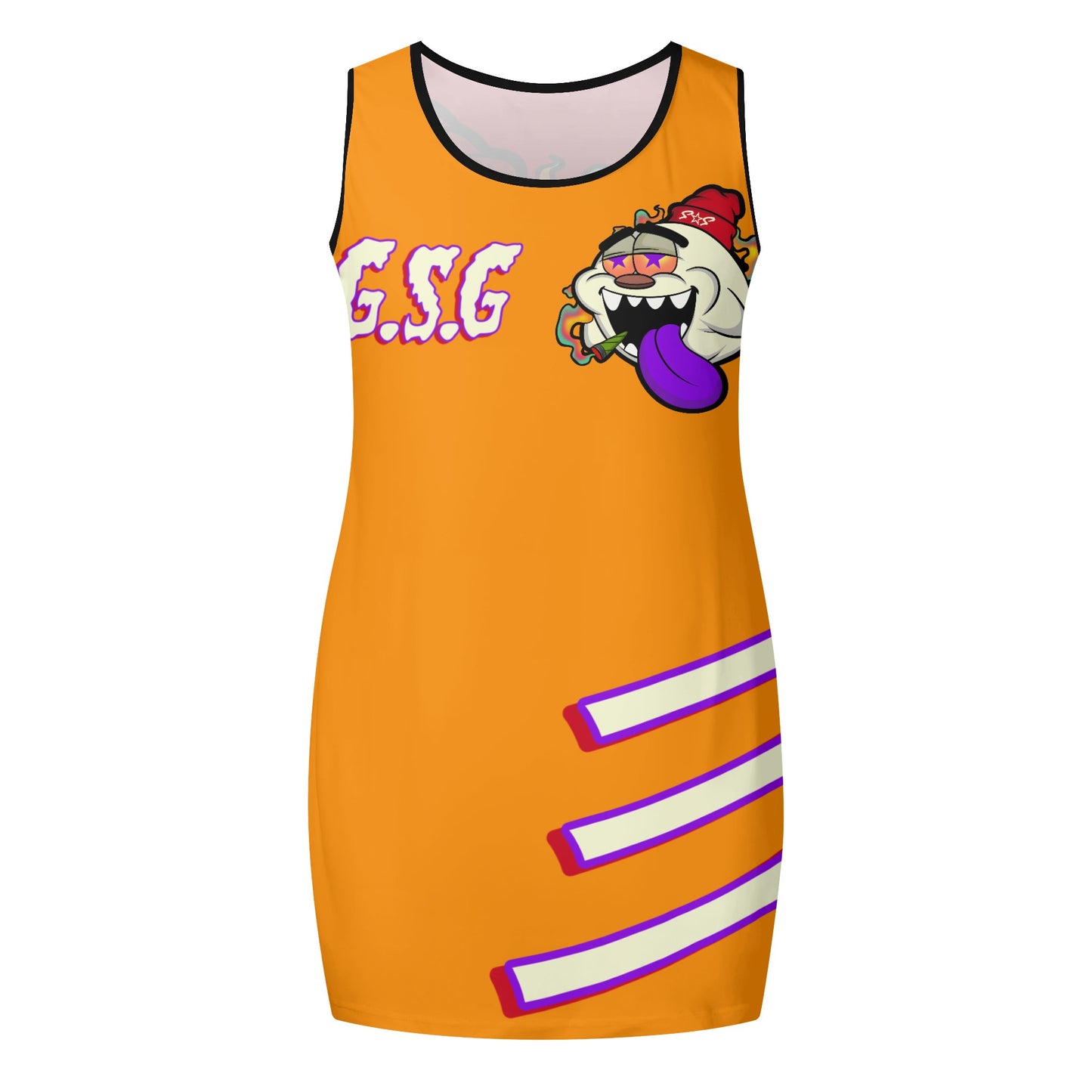 G.S.G Ghost Star Girl Womens Orange Elegant Sleeveless Vest Dress