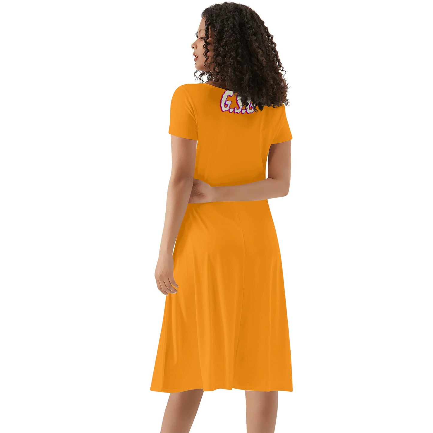 G.S.G Ghost Star Girl Womens Orange Ruffle Summer Dress