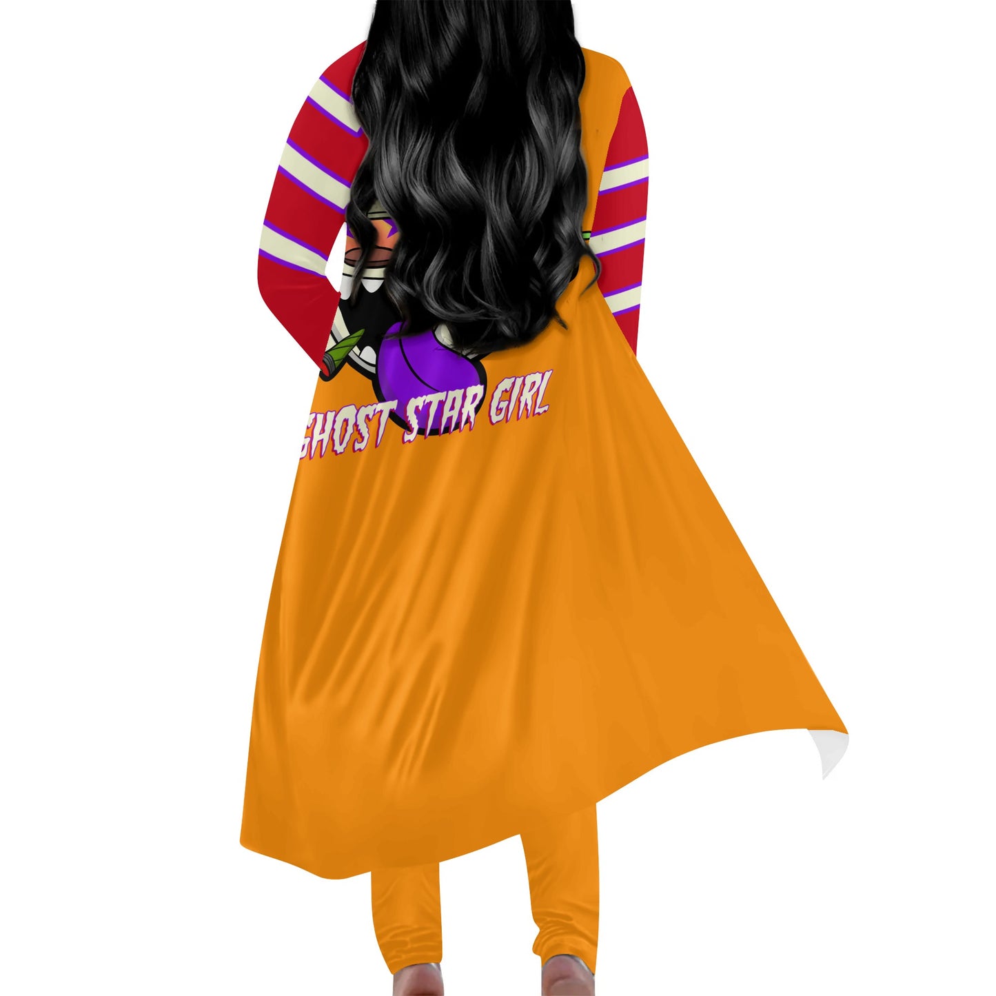 G.S.G Ghost Star Girl Orange/Maroon Long Sleeve Cardigan and Leggings 2pcs