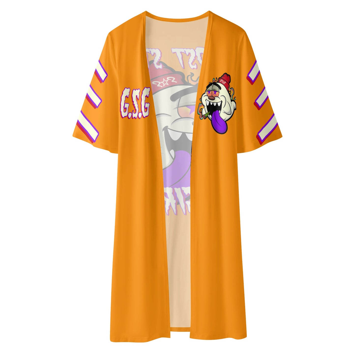 G.S.G Ghost Star Girl Womens Orange Half Sleeve Kimono Cardigan