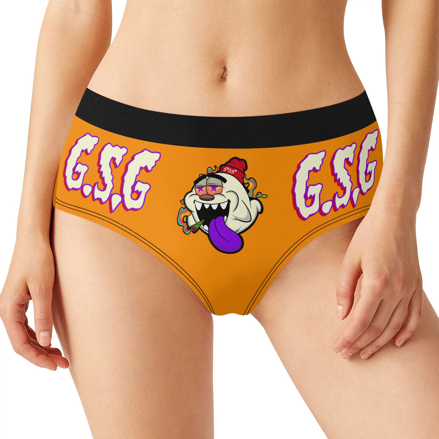 G.S.G Ghost Star Girl Womens Orange Mid Waisted Briefs