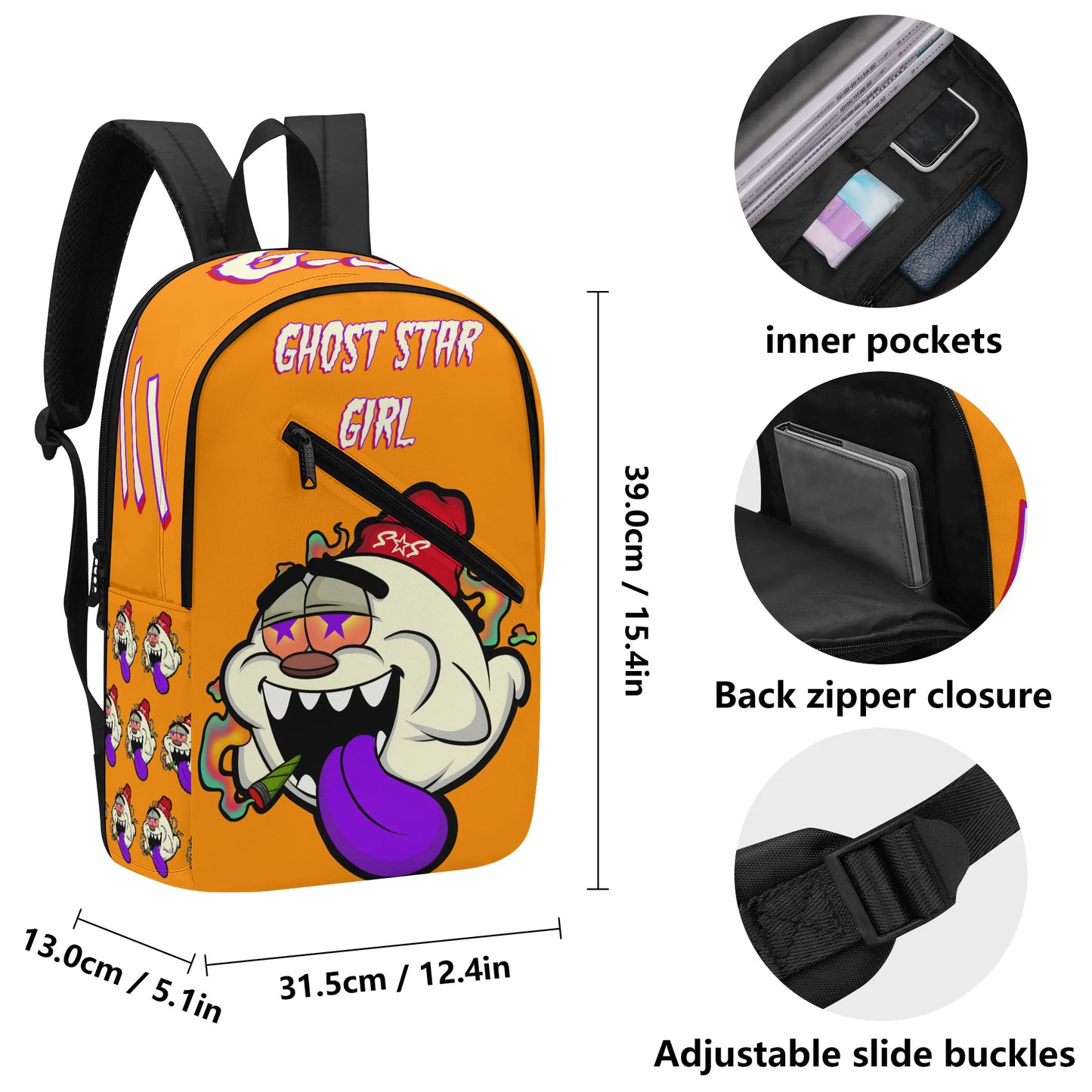 G.S.G Ghost Star Ghouls Mans Orange Laptop Backpack *Free Key Ring*