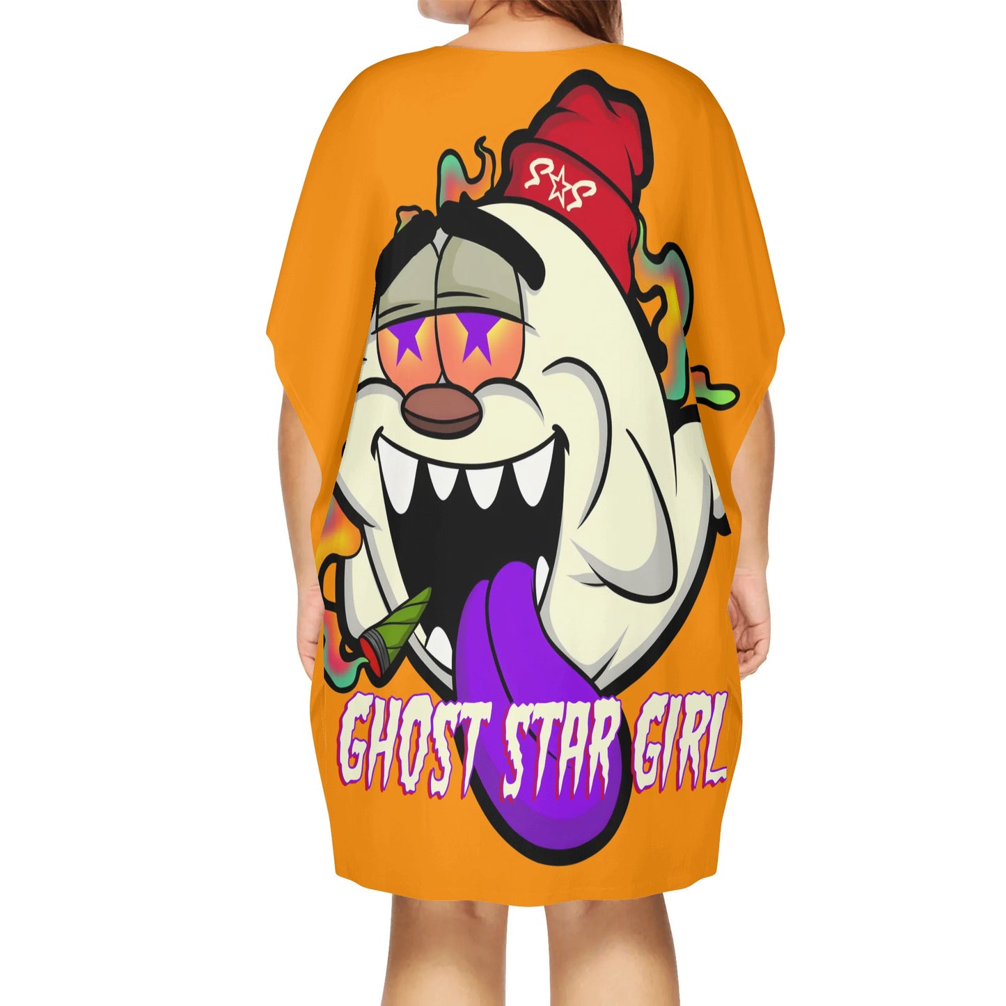 G.S.G Ghost Star Ghouls Orange Womens Daily Star Size Loose Dress