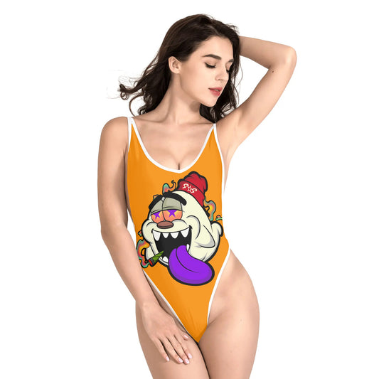 G.S.G Ghost Star Girl Women’s Orange One Piece High Cut Swimsuit