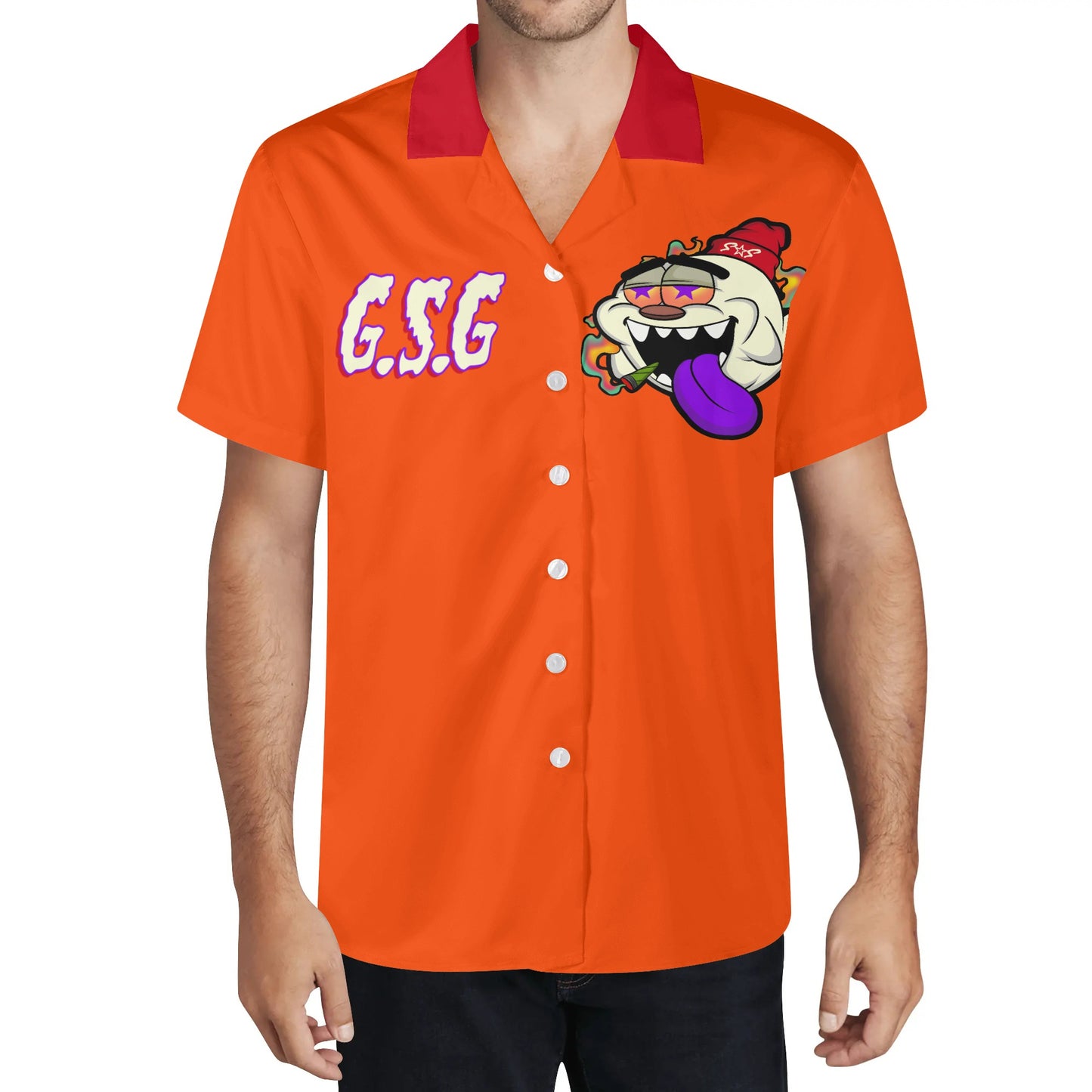 G.S.G Ghost Star Ghouls Mens Dark Orange Hawaiian Shirt