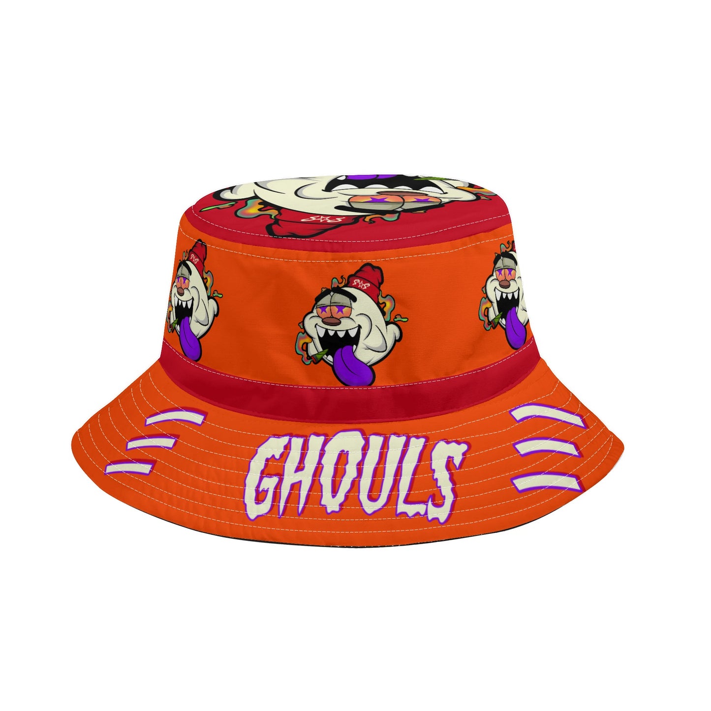 G.S.G Ghost Star Ghouls DarkOrange/Maroon Bucket Hats with Adjustable String