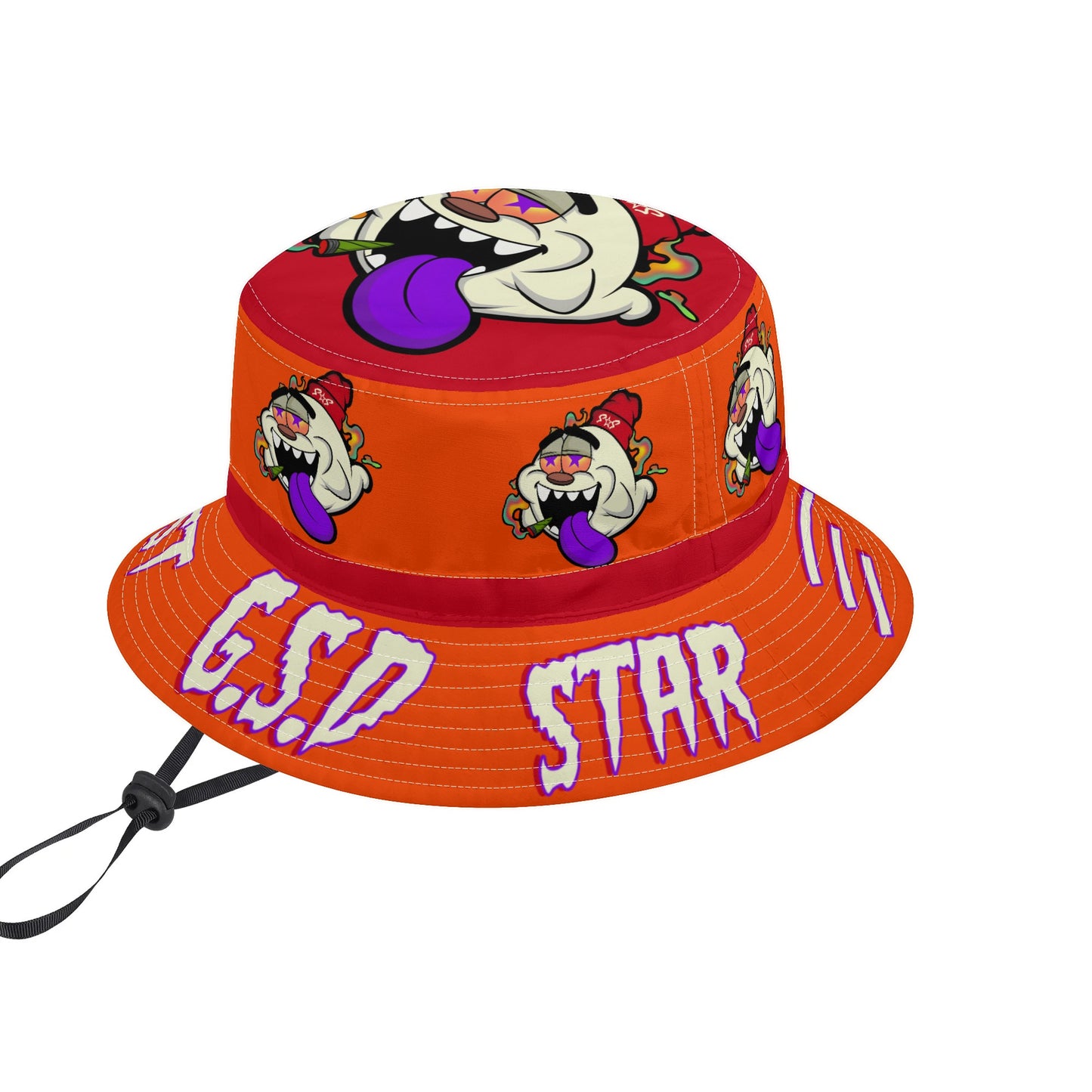 G.S.G Ghost Star Ghouls DarkOrange/Maroon Bucket Hats with Adjustable String