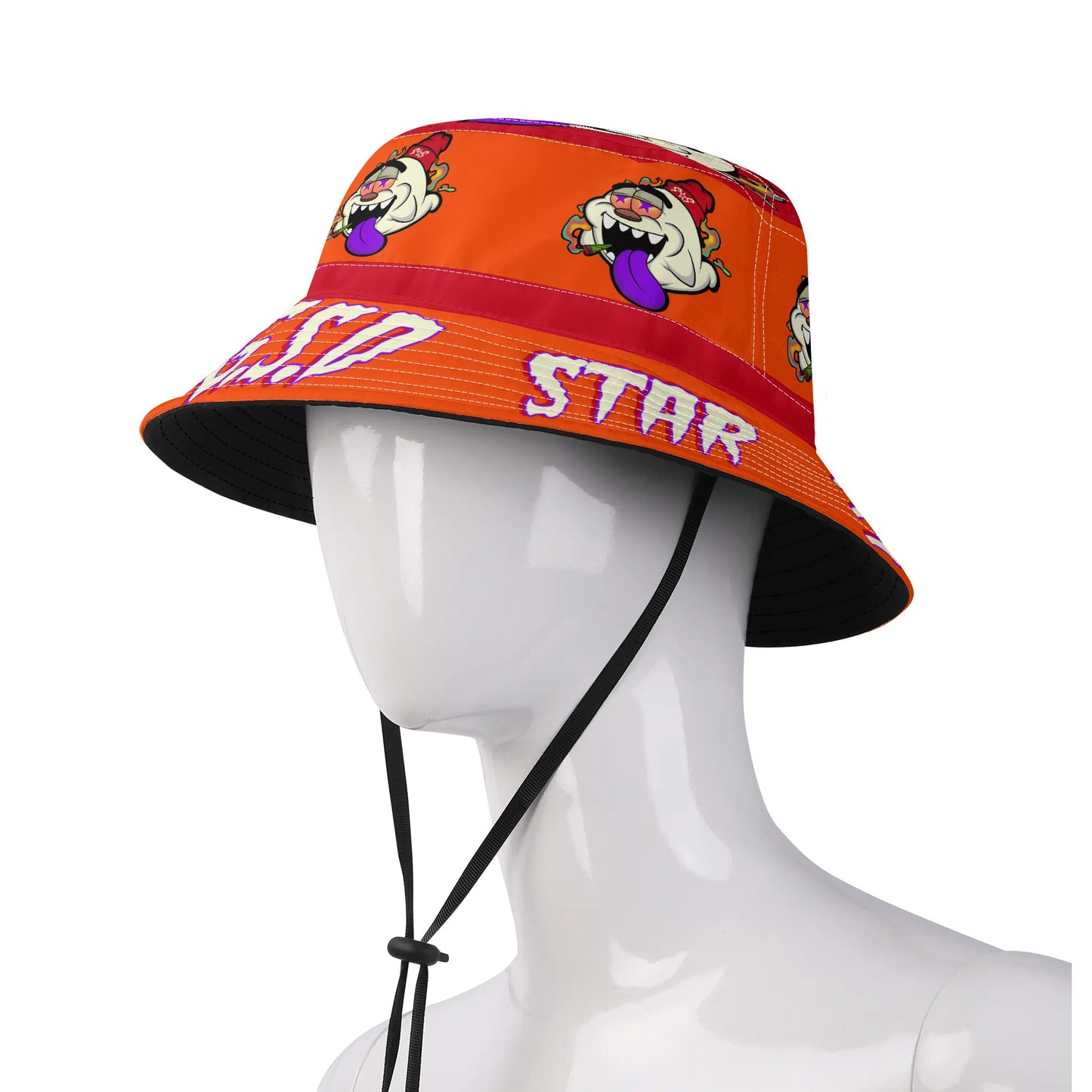 G.S.G Ghost Star Ghouls DarkOrange/Maroon Bucket Hats with Adjustable String