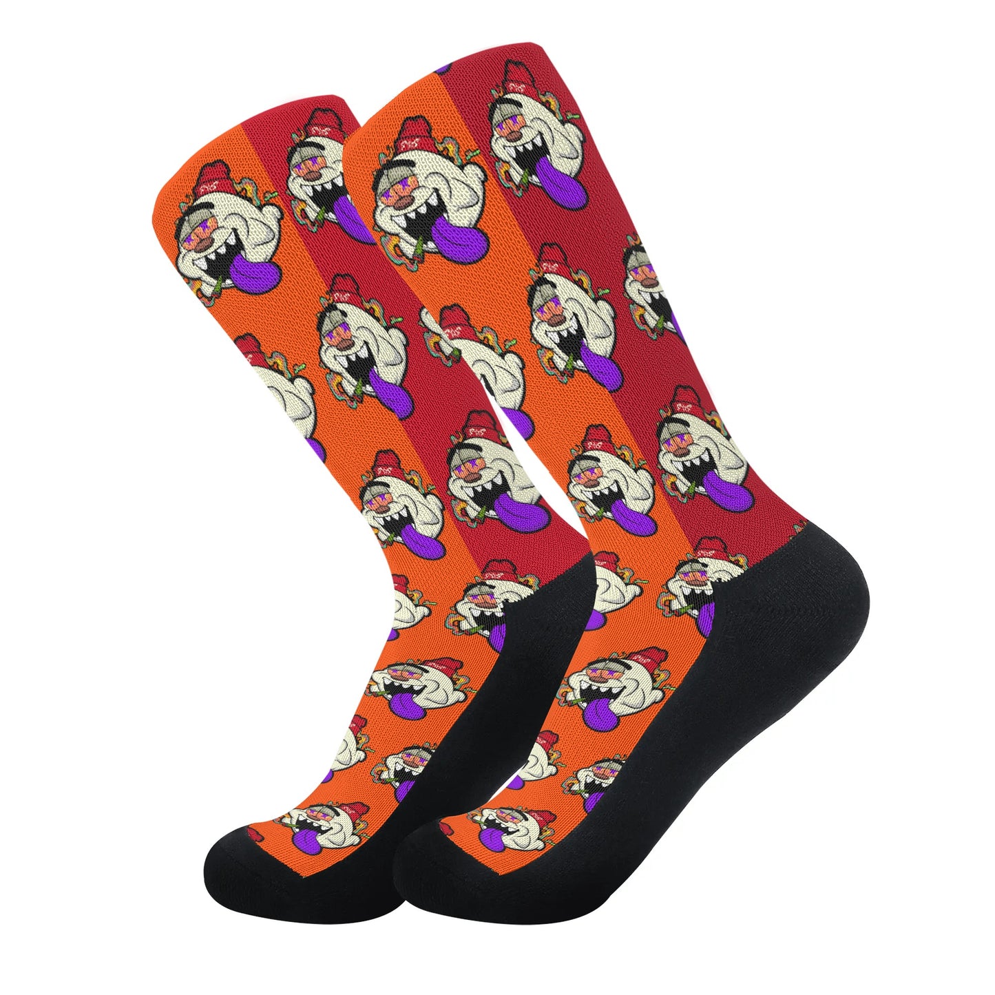 G.S.G Ghost Star Ghouls DarkOrange/Maroon Crew Socks *Free Bag Included