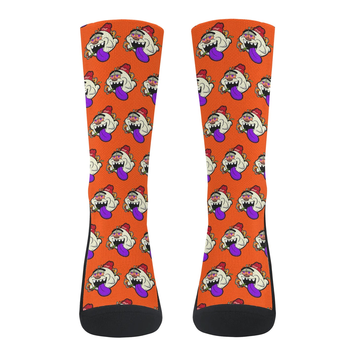 G.S.G Ghost Star Ghouls DarkOrange/Maroon Crew Socks *Free Bag Included