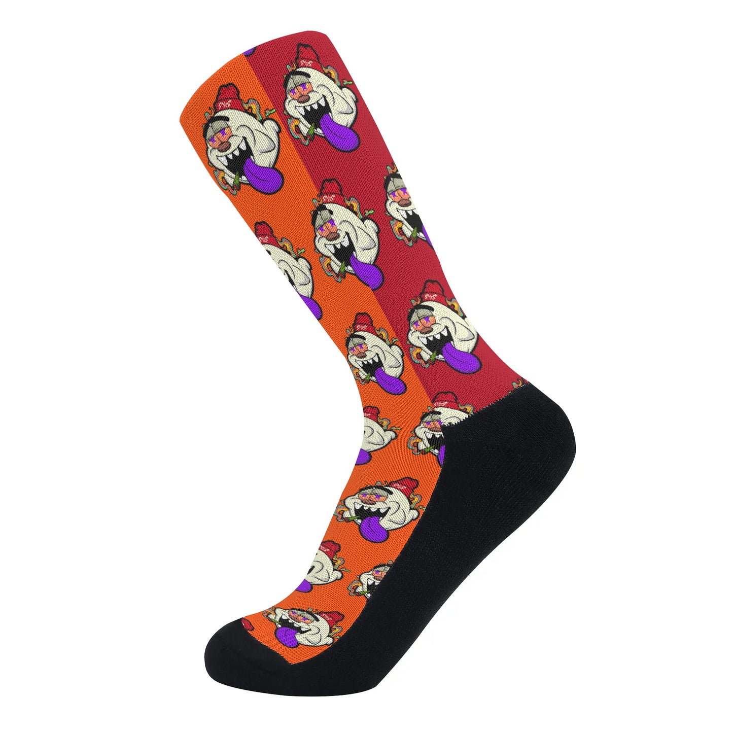 G.S.G Ghost Star Ghouls DarkOrange/Maroon Crew Socks *Free Bag Included