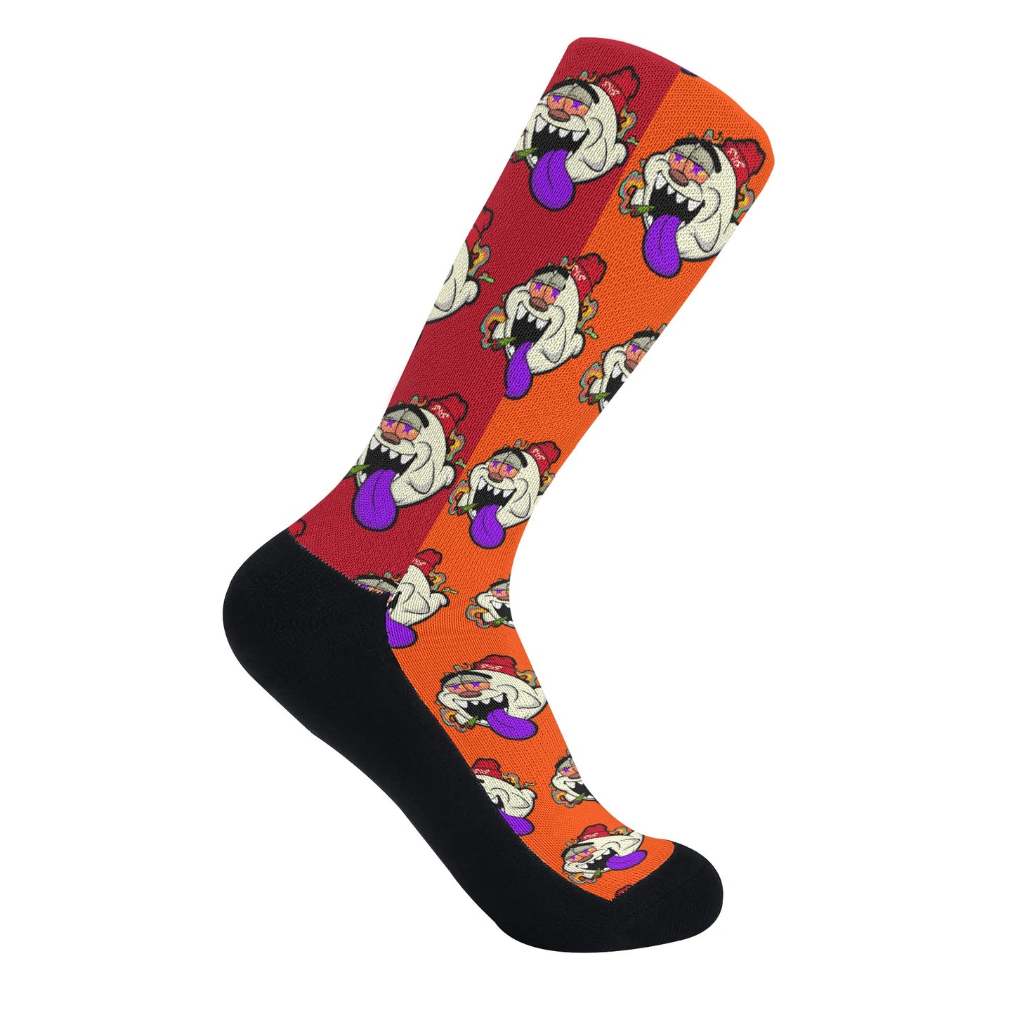 G.S.G Ghost Star Ghouls DarkOrange/Maroon Crew Socks *Free Bag Included