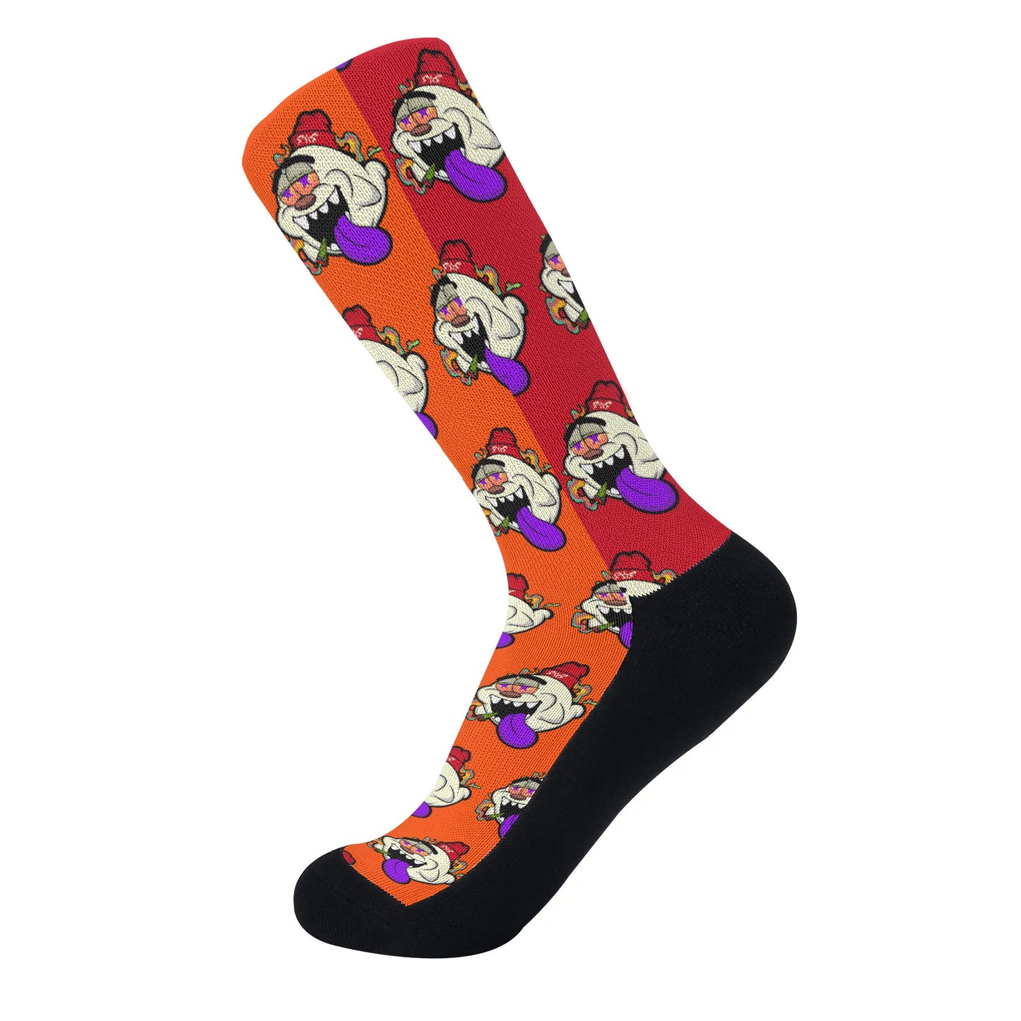 G.S.G Ghost Star Ghouls DarkOrange/Maroon Crew Socks *Free Bag Included