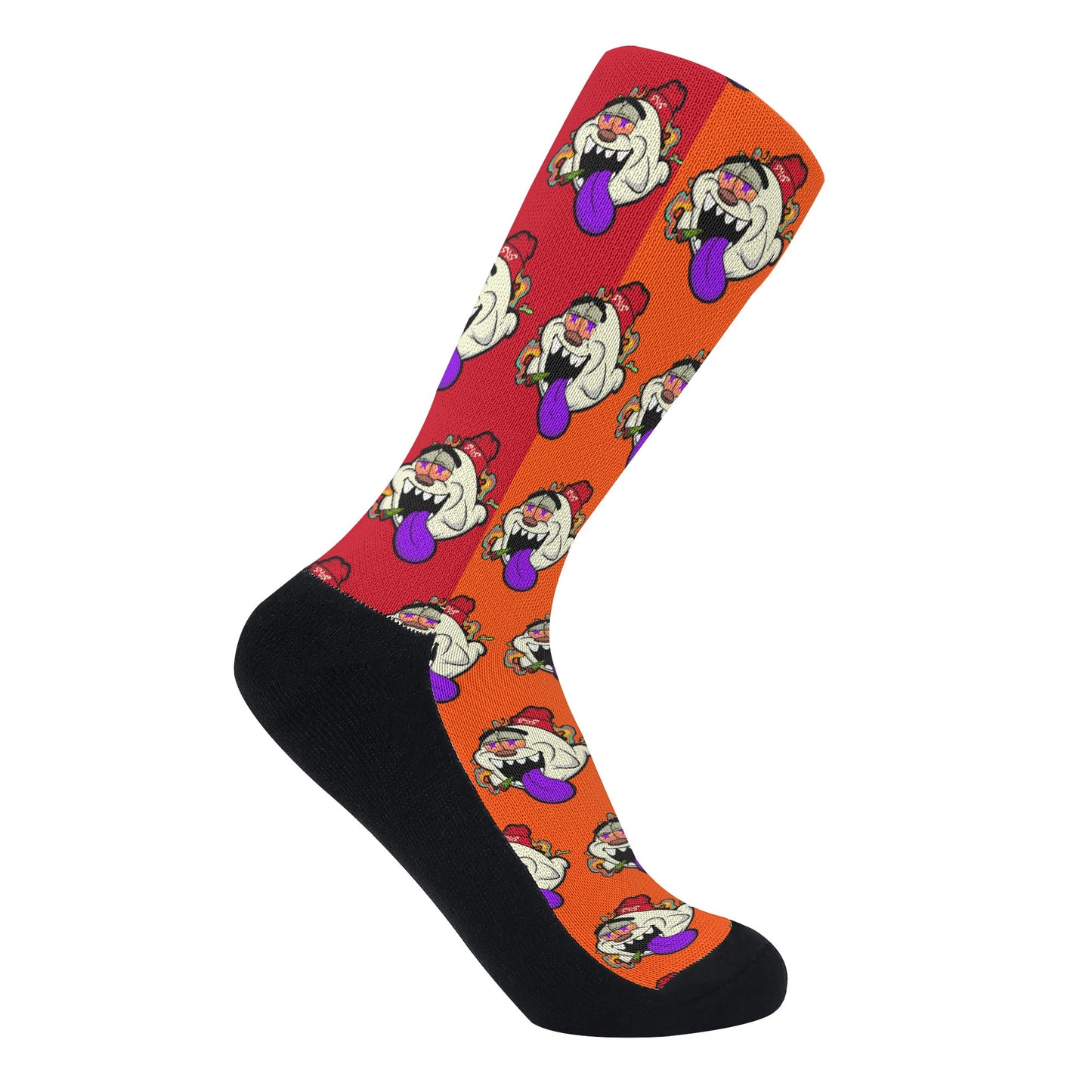 G.S.G Ghost Star Ghouls DarkOrange/Maroon Crew Socks *Free Bag Included